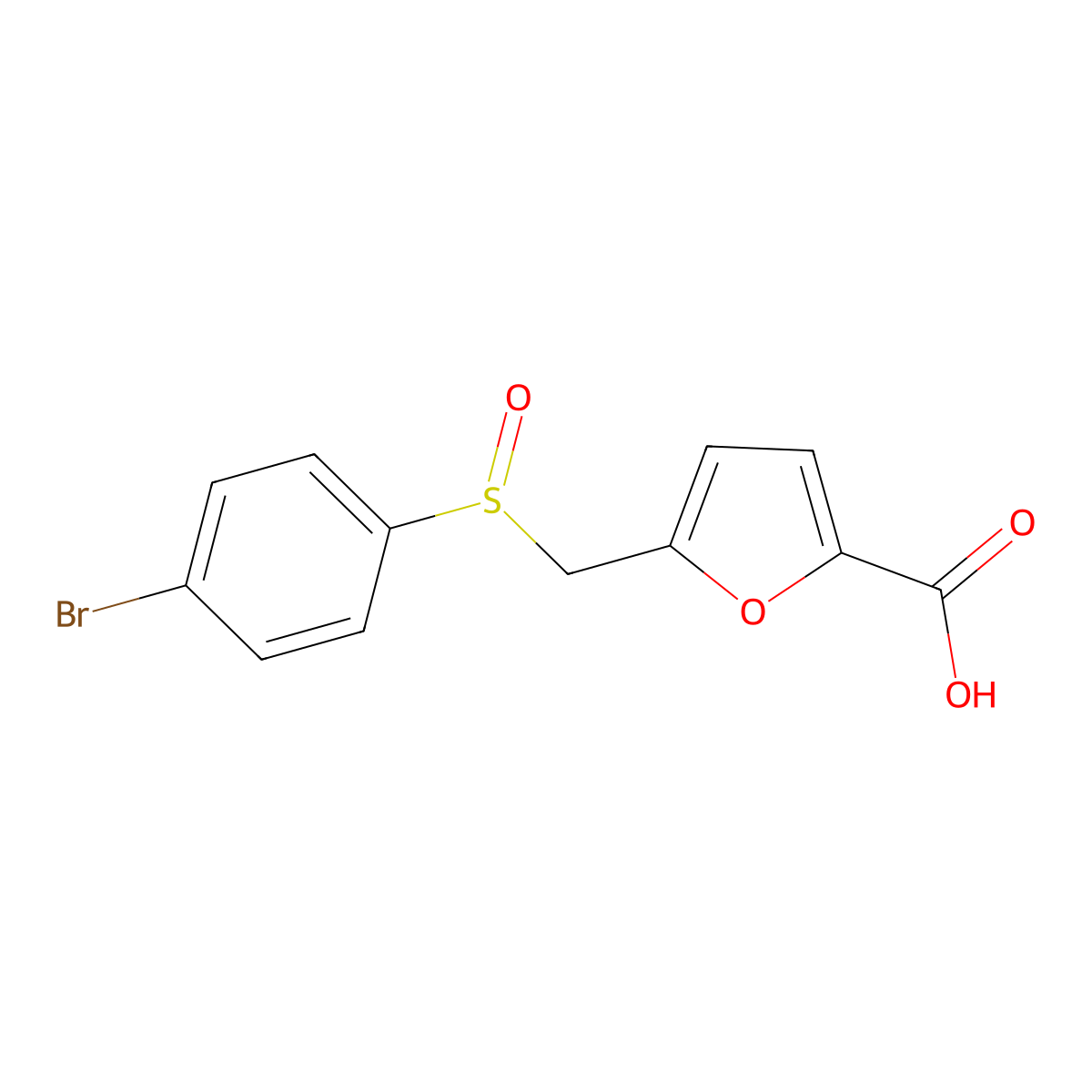 5-{[(4-Bromophenyl)sulfinyl]methyl}-2-furoic acid molecular structure, CAS 1015912-00-1