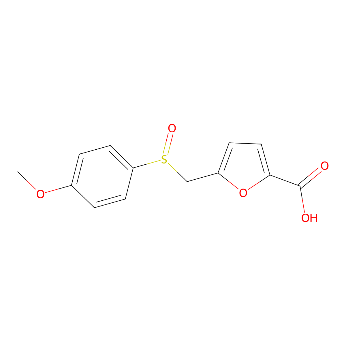 5-{[(4-Methoxyphenyl)sulfinyl]methyl}-2-furoic acid molecular structure, CAS 1015912-19-2