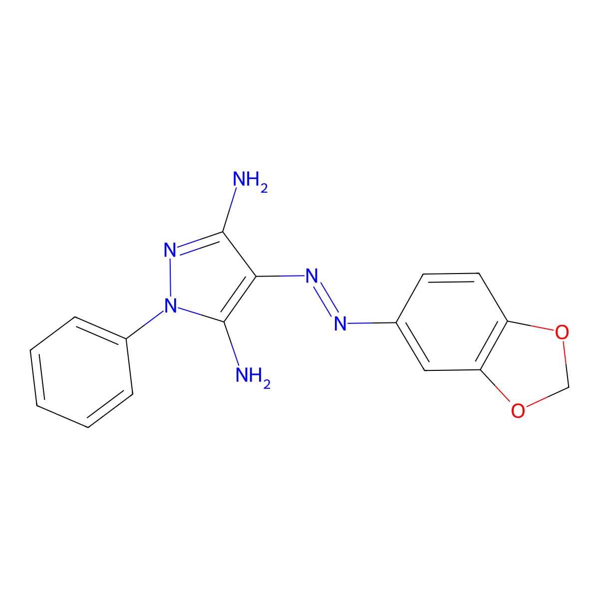4-(1,3-Benzodioxol-5-ylhydrazinylidene)-5-imino-1-phenyl-3-pyrazolamine molecular structure, CAS 1015913-58-2