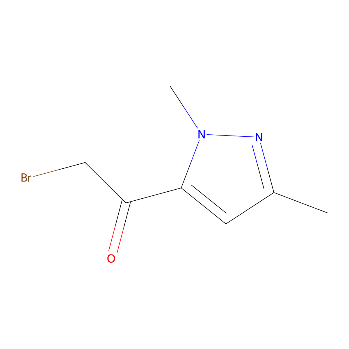 2-Bromo-1-(1,3-dimethyl-1H-pyrazol-5-yl)ethan-1-one molecular structure, CAS 1015936-63-6