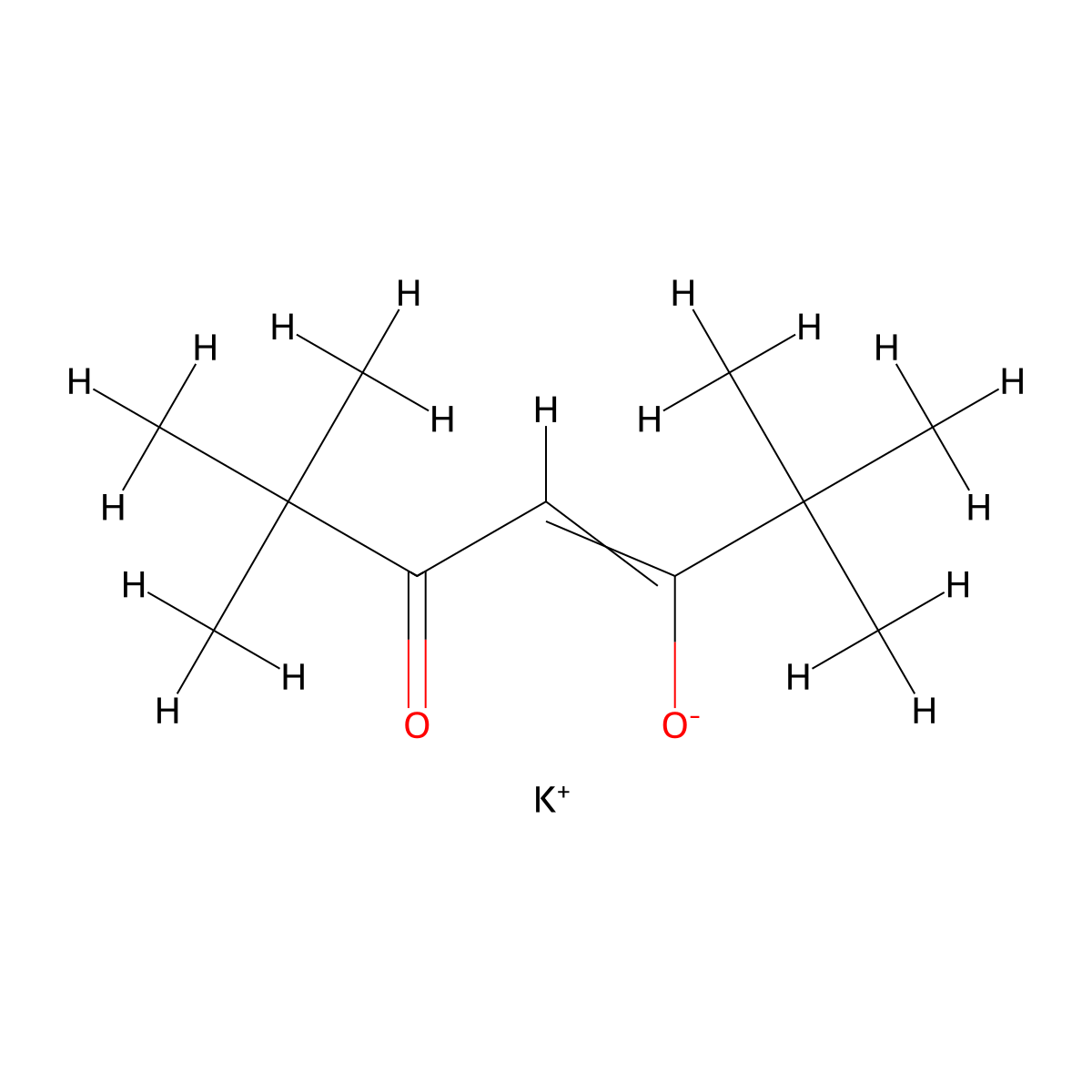 Potassium 2,2,6,6-tetramethyl-5-oxohept-3-EN-3-olate molecular structure, CAS 1015939-08-8