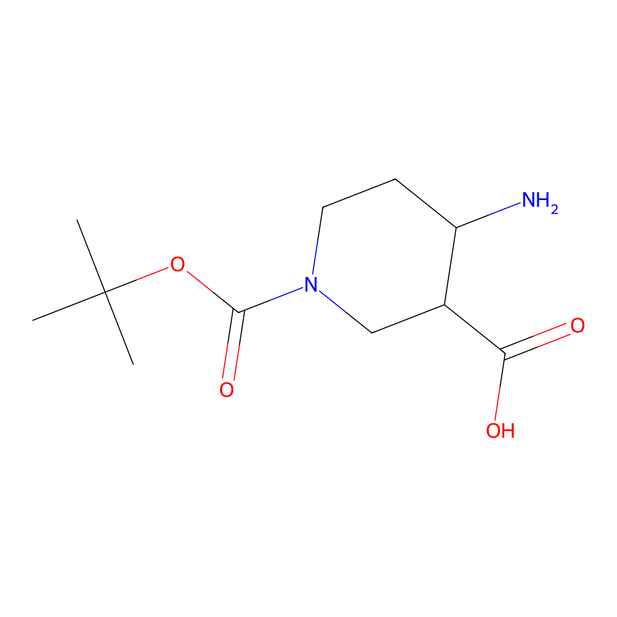 4-Amino-1-[(tert-butoxy)carbonyl]piperidine-3-carboxylic acid molecular structure, CAS 1015939-27-1
