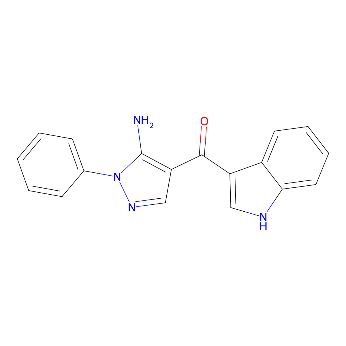 (5-amino-1-phenyl-1H-pyrazol-4-yl)(1H-indol-3-yl)methanone molecular structure, CAS 1015939-70-4