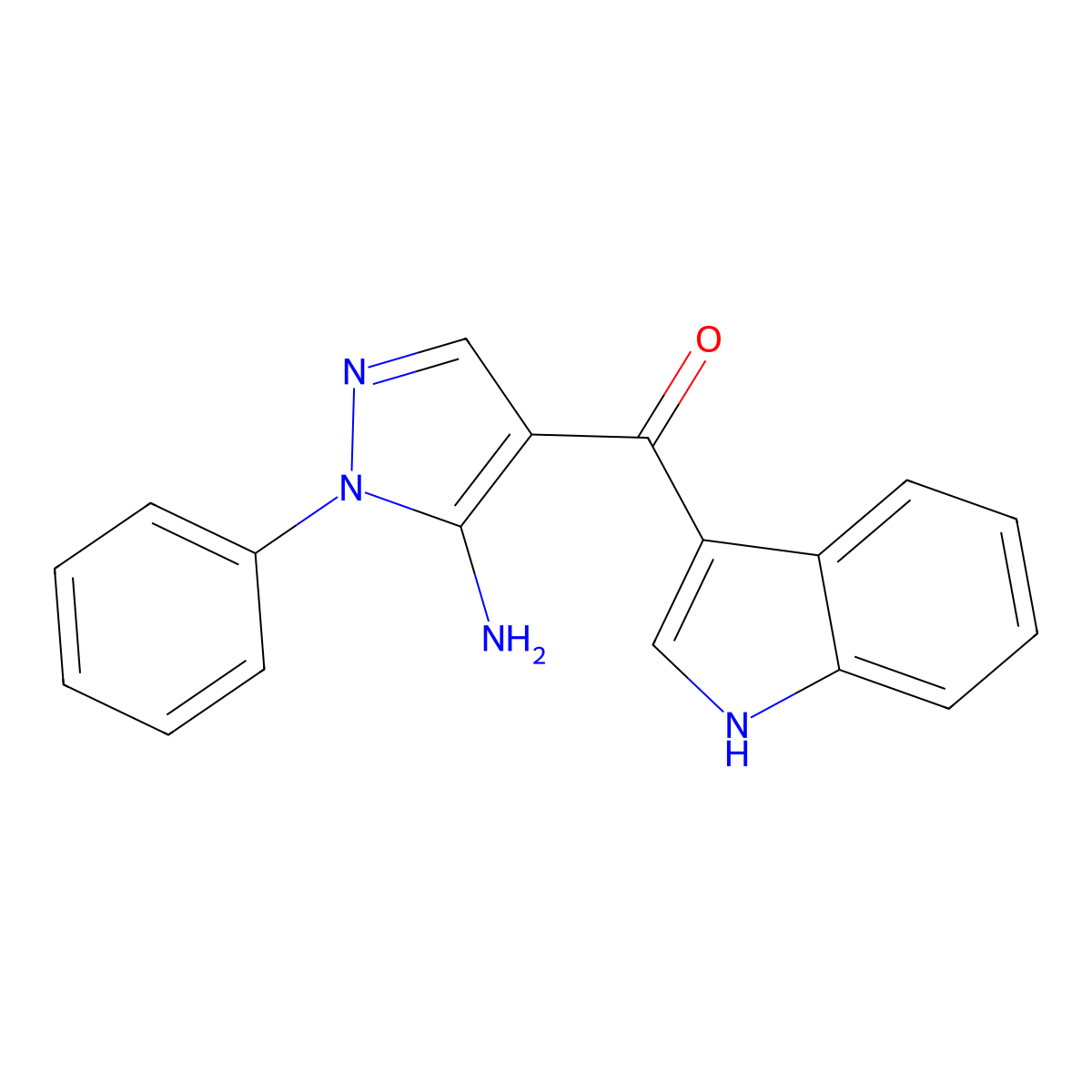 (5-amino-1-phenyl-1H-pyrazol-4-yl)(1H-indol-3-yl)methanone molecular structure, CAS 1015939-70-4