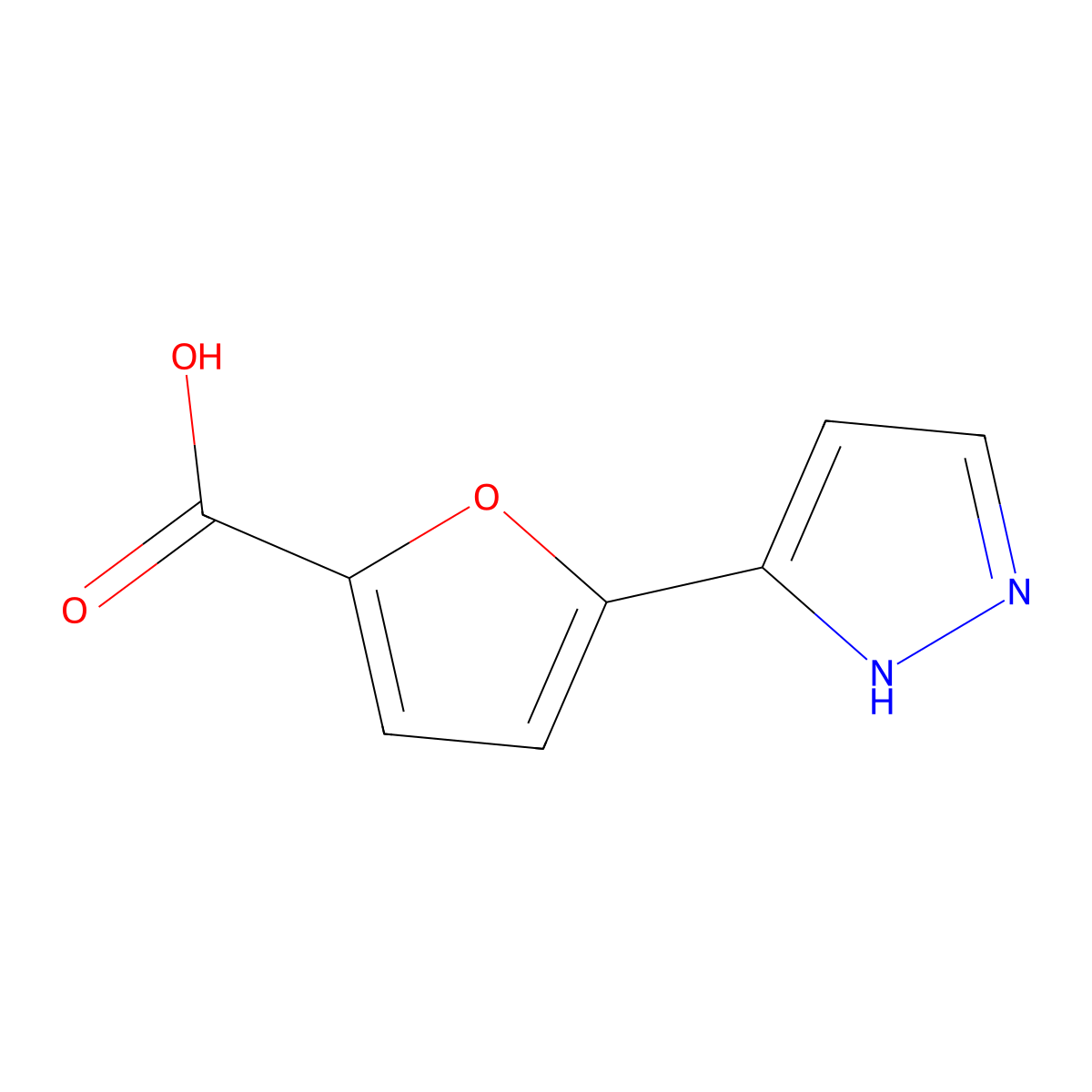 5-(1H-Pyrazol-3-YL)furan-2-carboxylic acid molecular structure, CAS 1015939-91-9