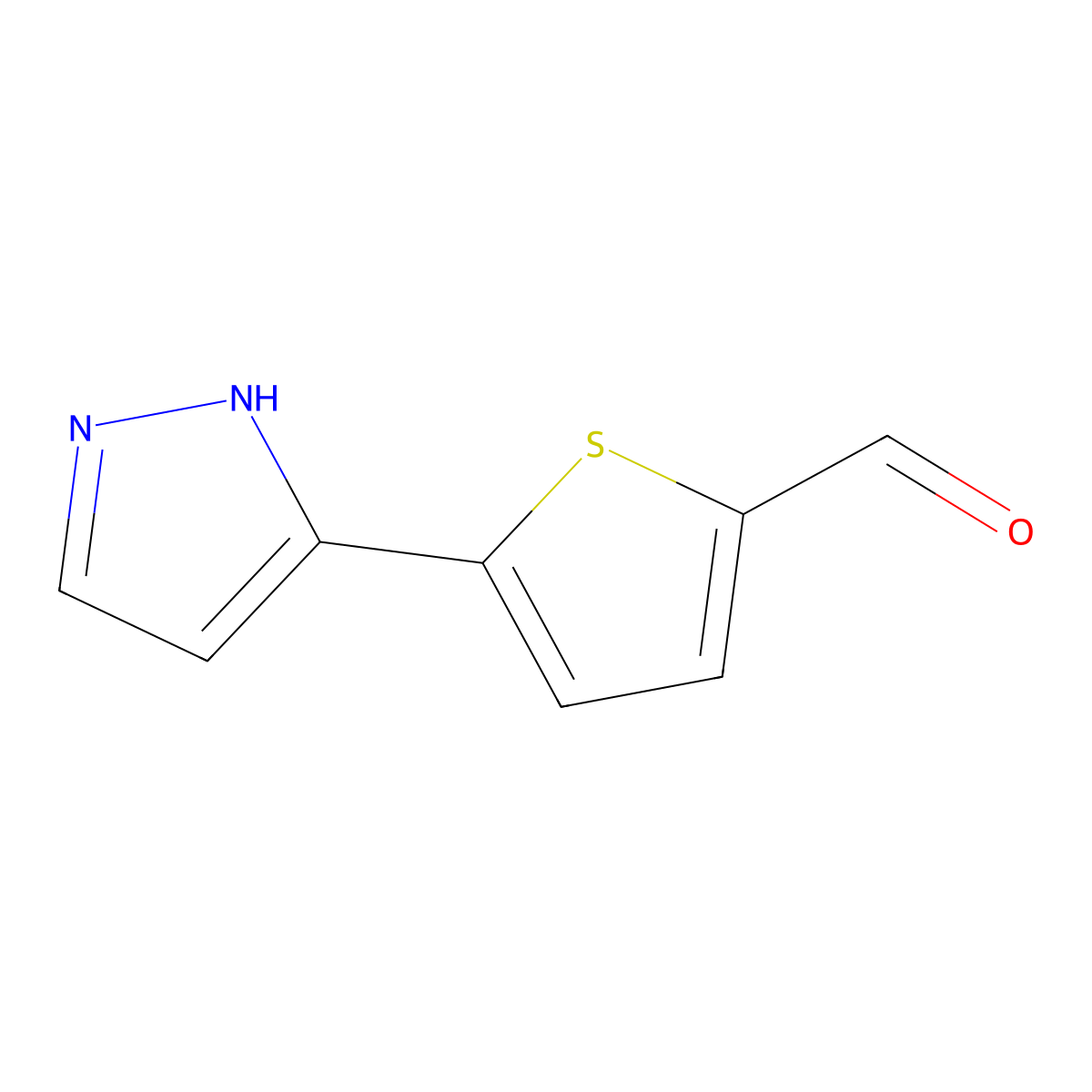 5-(1H-pyrazol-5-yl)thiophene-2-carbaldehyde molecular structure, CAS 1015939-92-0