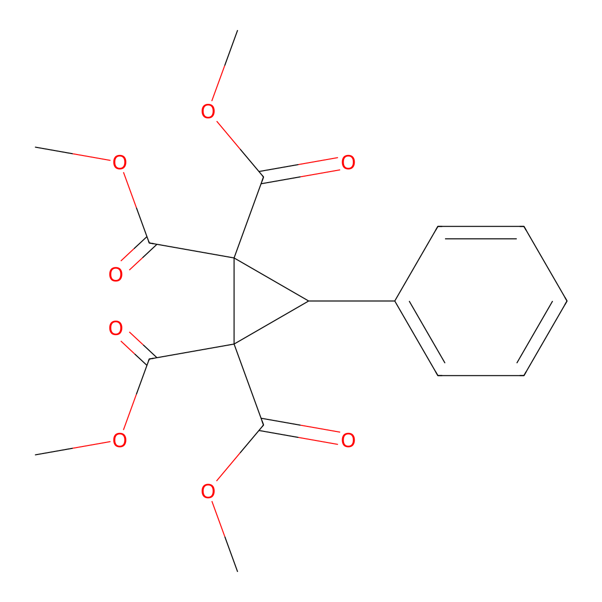 Tetramethyl 3-phenylcyclopropane-1,1,2,2-tetracarboxylate molecular structure, CAS 101595-78-2