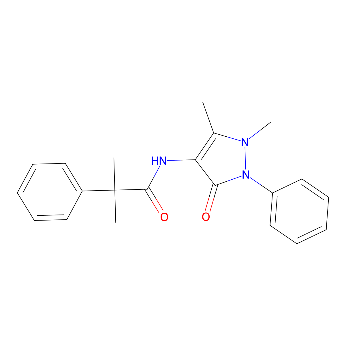 N-(1,5-dimethyl-3-oxo-2-phenyl-2,3-dihydro-1H-pyrazol-4-yl)-2-methyl-2-phenylpropanamide molecular structure, CAS 1015993-19-7