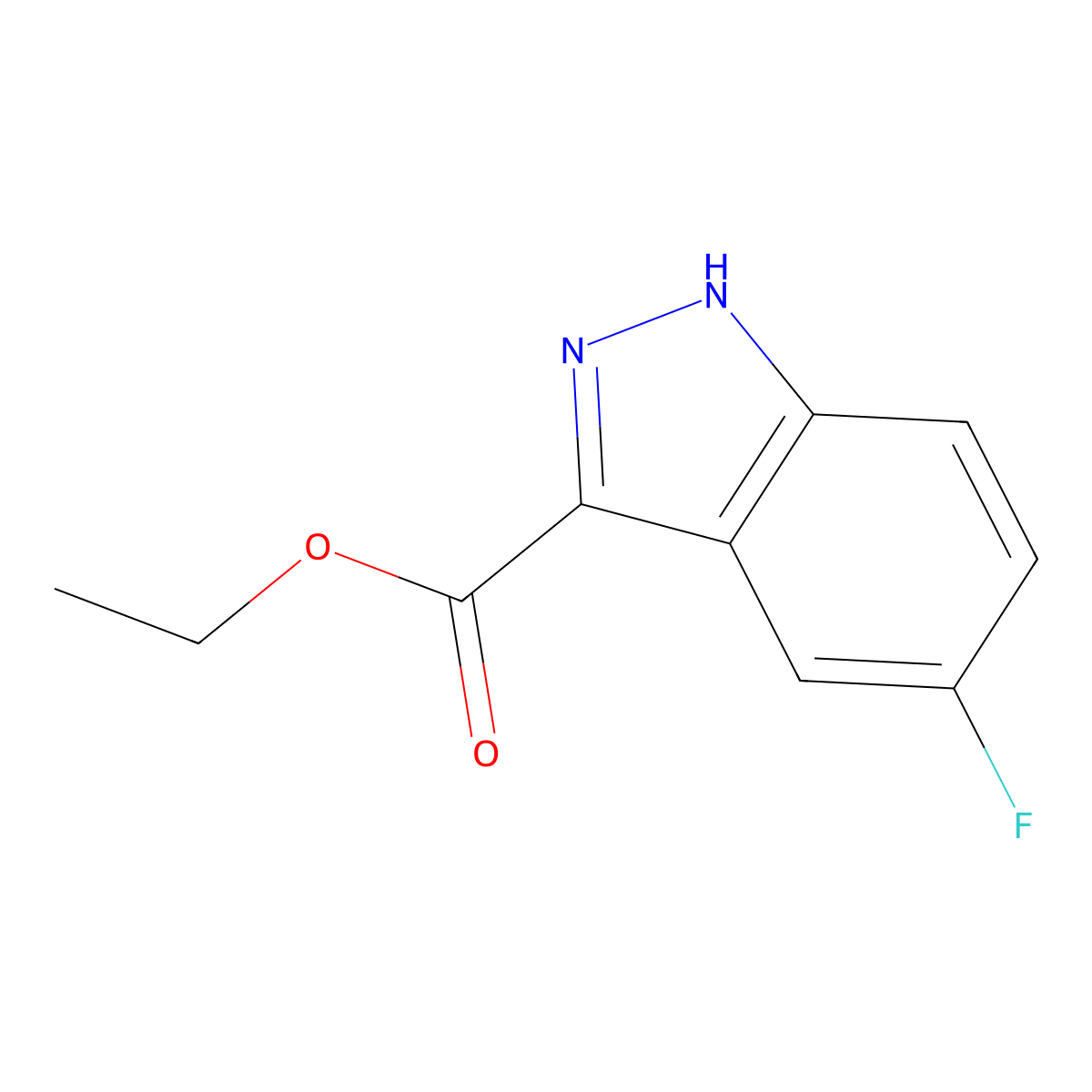 Ethyl 5-fluoro-1H-indazole-3-carboxylate molecular structure, CAS 1016-36-0
