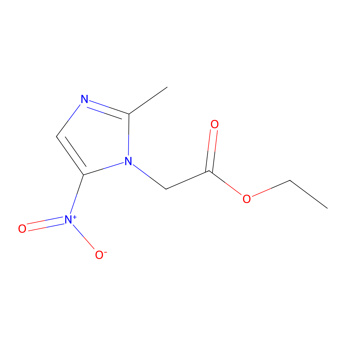 Ethyl 2-methyl-5-nitro-1H-imidazole-1-acetate molecular structure, CAS 1016-40-6