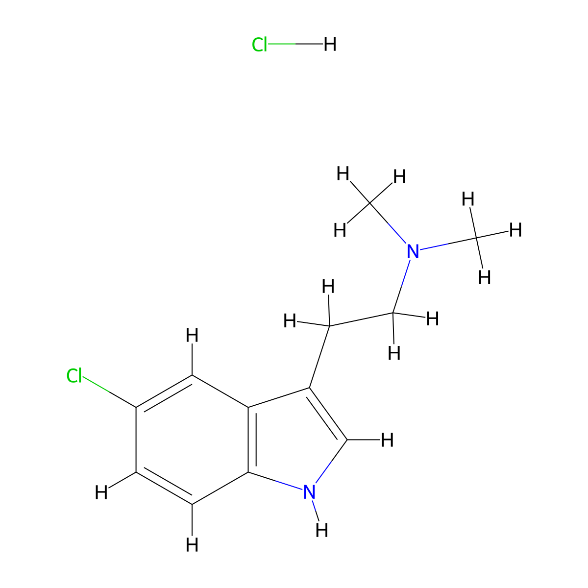 5-Chloro-N,N-dimethyltryptamine hydrochloride molecular structure, CAS 1016-45-1