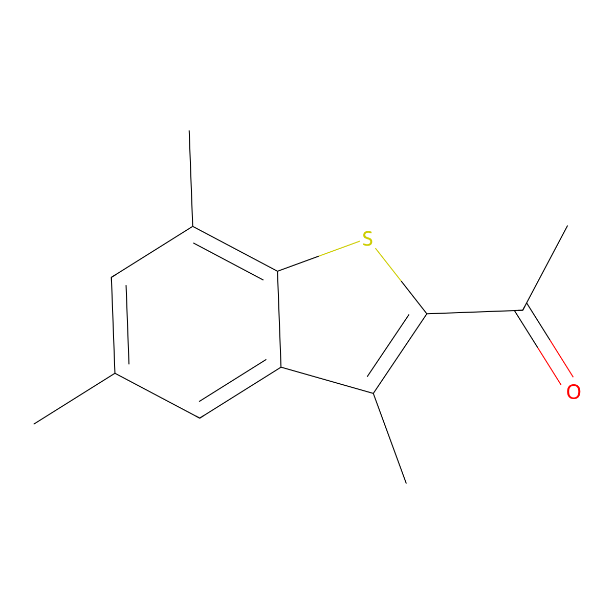 1-(3,5,7-Trimethyl-1-benzothiophen-2-yl)ethan-1-one molecular structure, CAS 1016-60-0