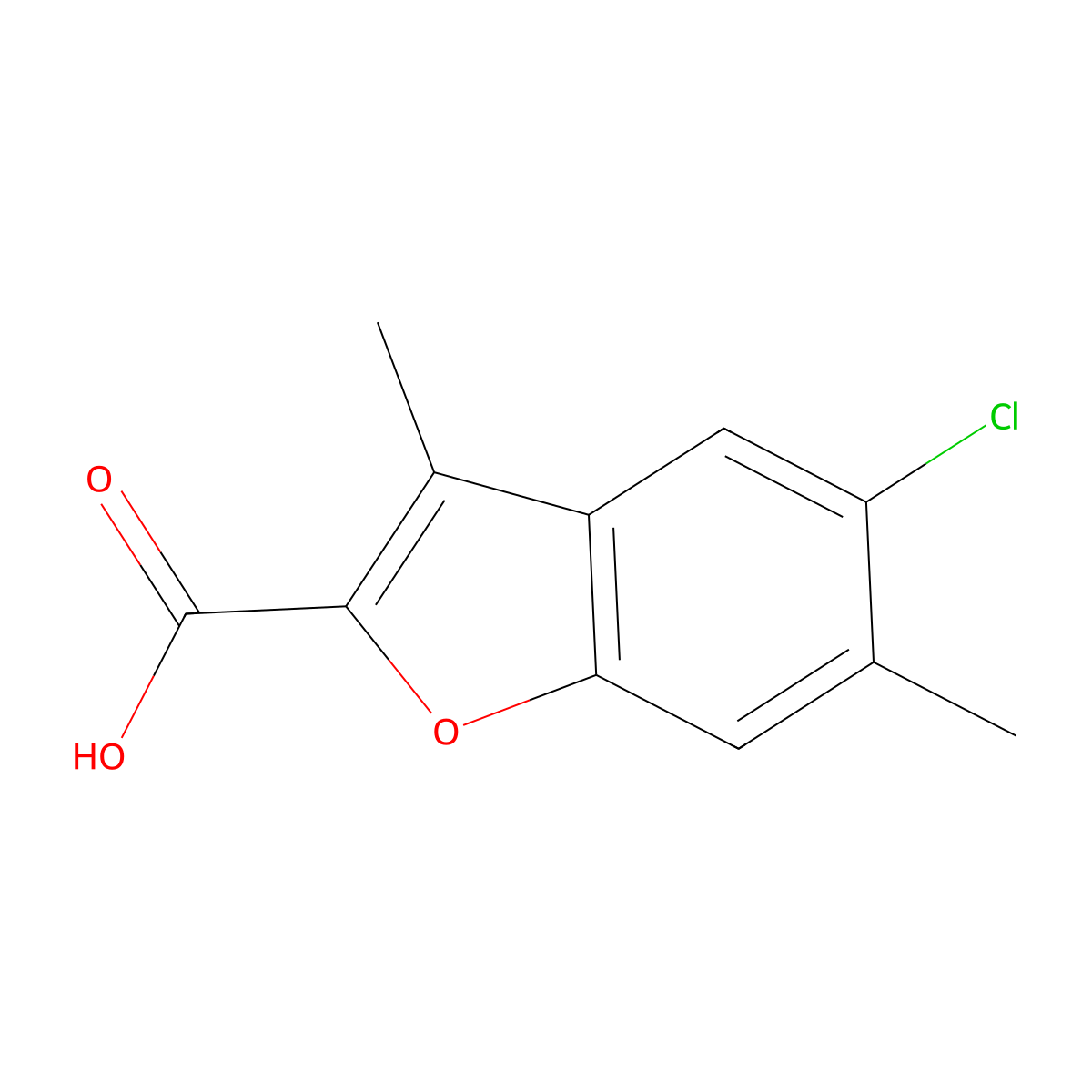 5-Chloro-3,6-dimethylbenzofuran-2-carboxylic acid molecular structure, CAS 1016-99-5