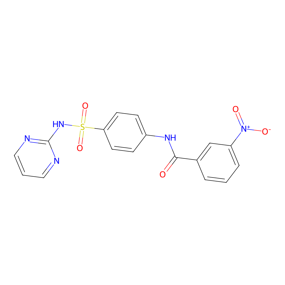 3-nitro-N-[4-(pyrimidin-2-ylsulfamoyl)phenyl]benzamide molecular structure, CAS 101601-78-9