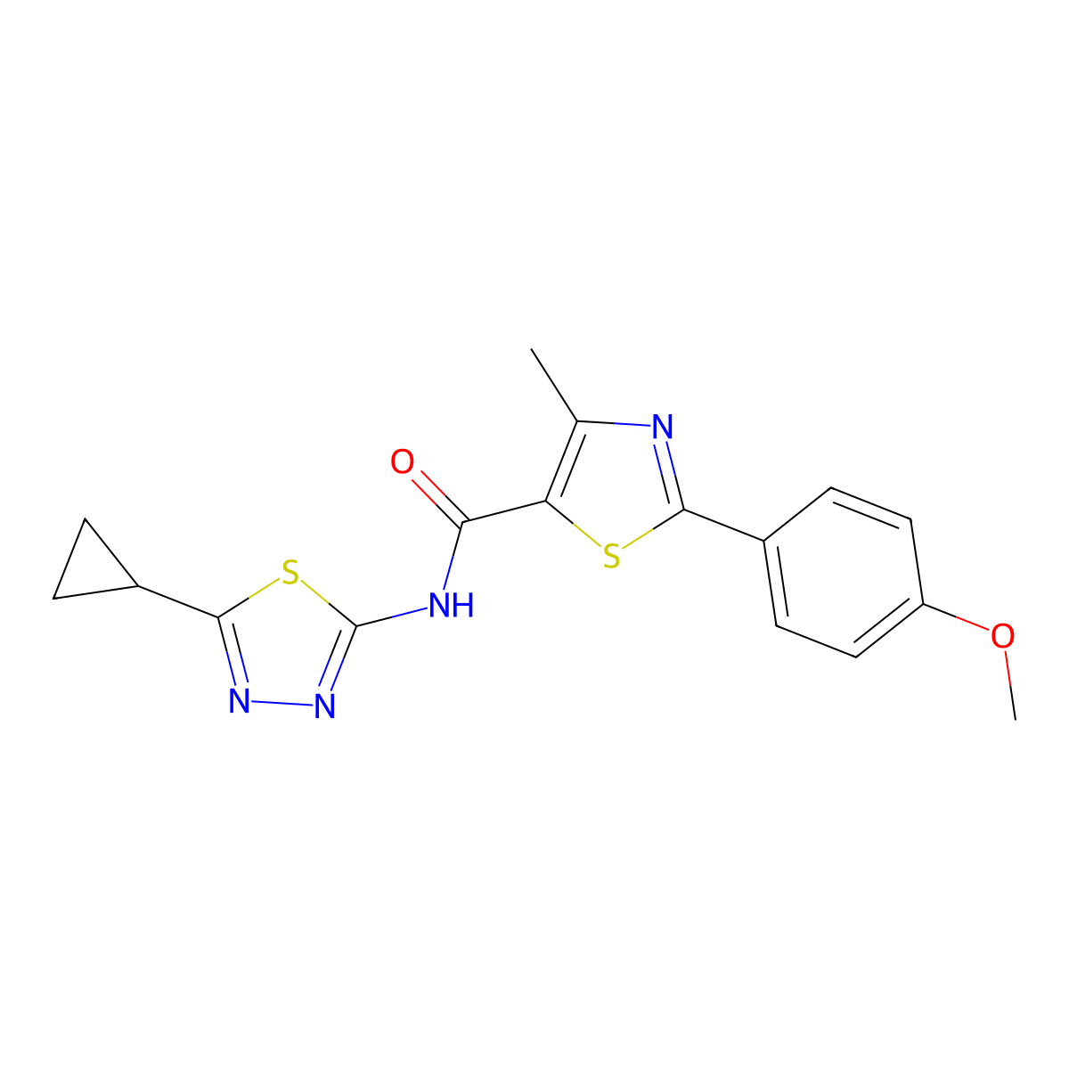N-[(2E)-5-cyclopropyl-1,3,4-thiadiazol-2(3H)-ylidene]-2-(4-methoxyphenyl)-4-methyl-1,3-thiazole-5-carboxamide molecular structure, CAS 1016014-47-3