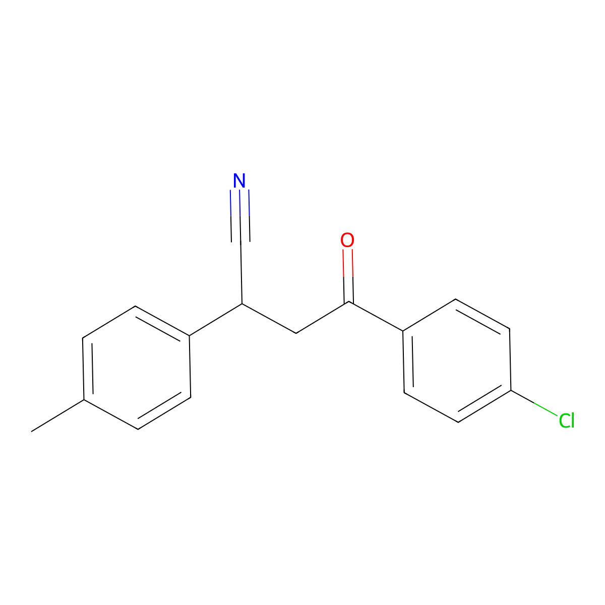 4-(4-Chlorophenyl)-2-(4-methylphenyl)-4-oxobutanenitrile molecular structure, CAS 101602-33-9
