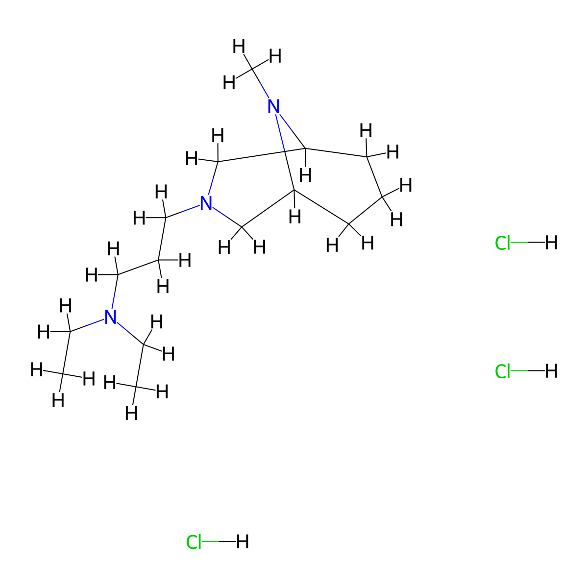 3,9-Diazabicyclo(3.3.1)nonane, 3-(3-(diethylamino)propyl)-9-methyl-, trihydrochloride molecular structure, CAS 101607-37-8