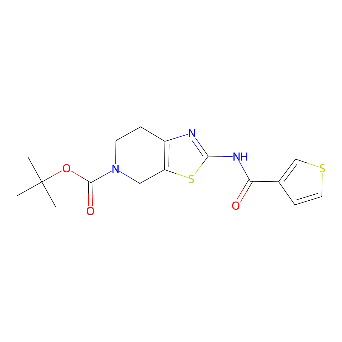 tert-butyl 2-(thiophene-3-carboxamido)-6,7-dihydrothiazolo[5,4-c]pyridine-5(4H)-carboxylate molecular structure, CAS 1016076-23-5
