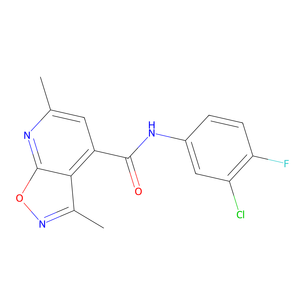 N-(3-chloro-4-fluorophenyl)-3,6-dimethyl[1,2]oxazolo[5,4-b]pyridine-4-carboxamide molecular structure, CAS 1016118-38-9