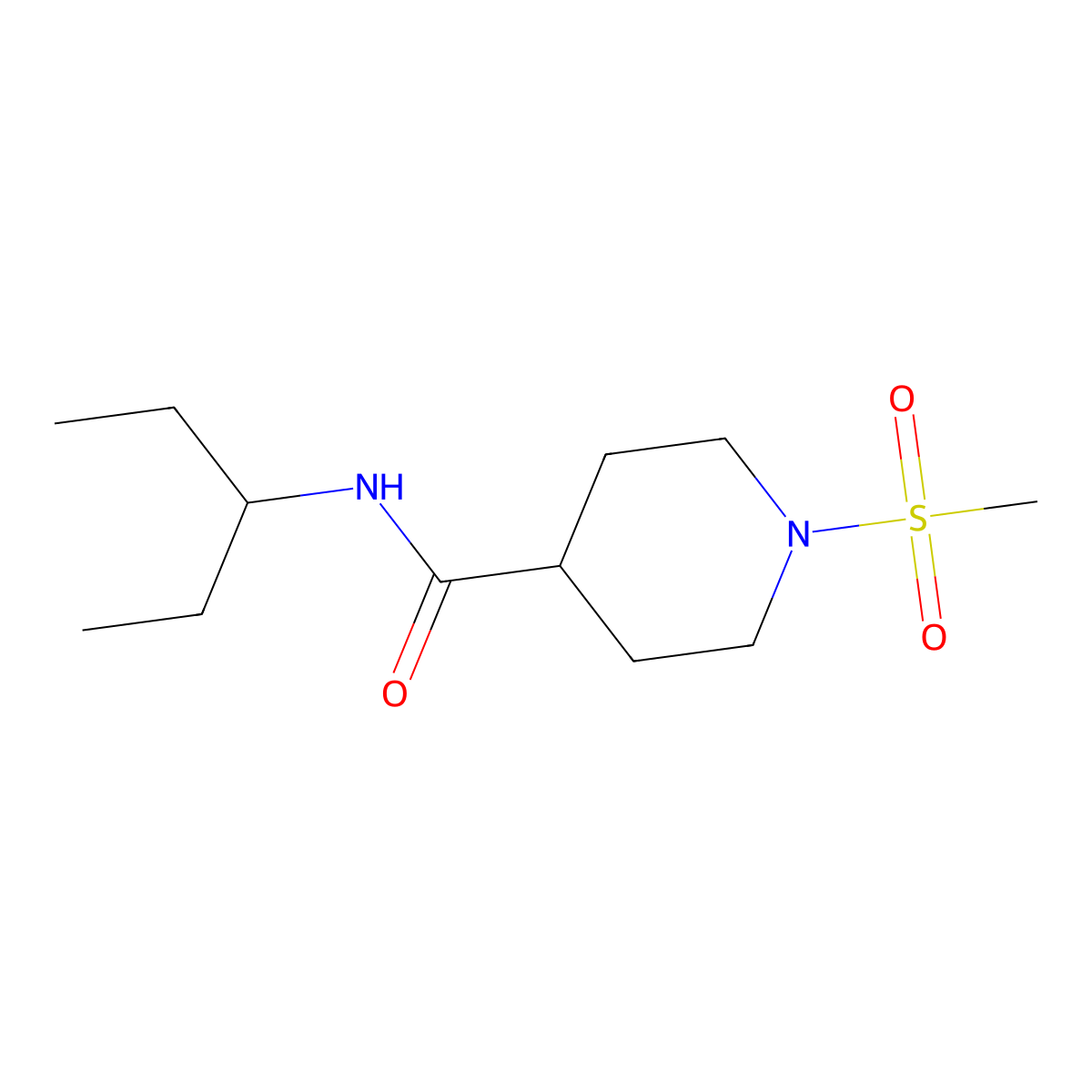 1-(methylsulfonyl)-N-(pentan-3-yl)piperidine-4-carboxamide molecular structure, CAS 1016122-88-5