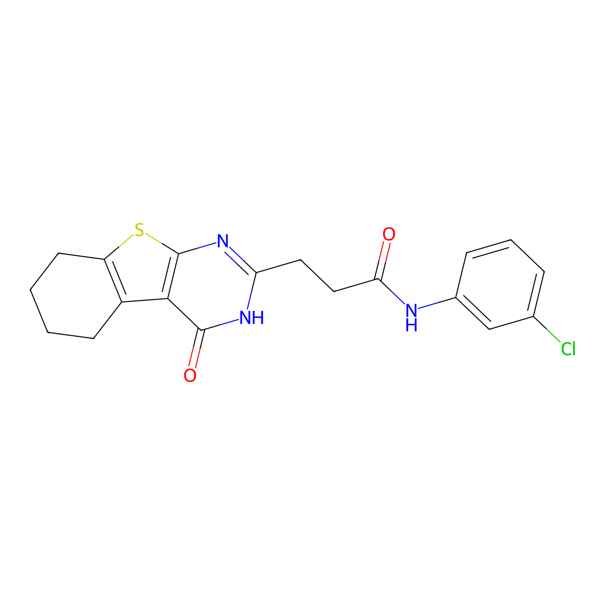 N-(3-chlorophenyl)-3-{3-oxo-8-thia-4,6-diazatricyclo[7.4.0.0^{2,7}]trideca-1(9),2(7),5-trien-5-yl}propanamide molecular structure, CAS 1016156-24-3