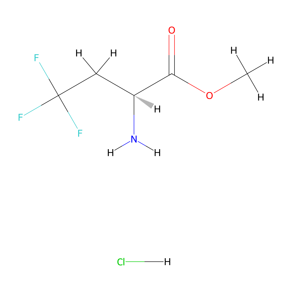 methyl (2S)-2-amino-4,4,4-trifluorobutanoate hydrochloride molecular structure, CAS 1016226-51-9