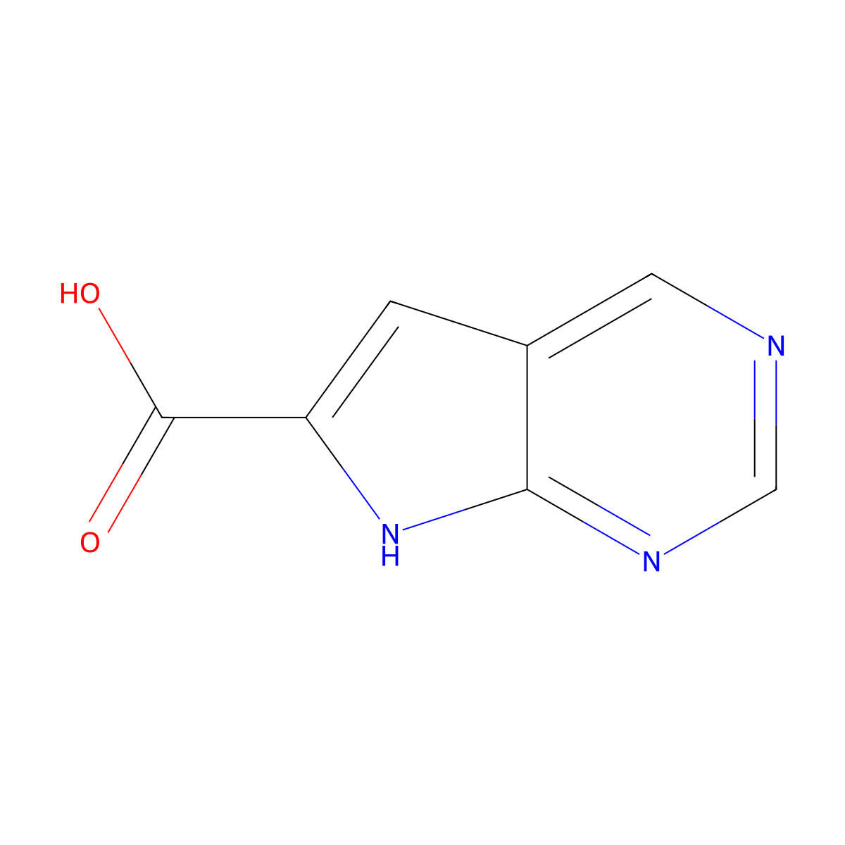 7H-Pyrrolo(2,3-d)pyrimidine-6-carboxylic acid molecular structure, CAS 1016241-64-7