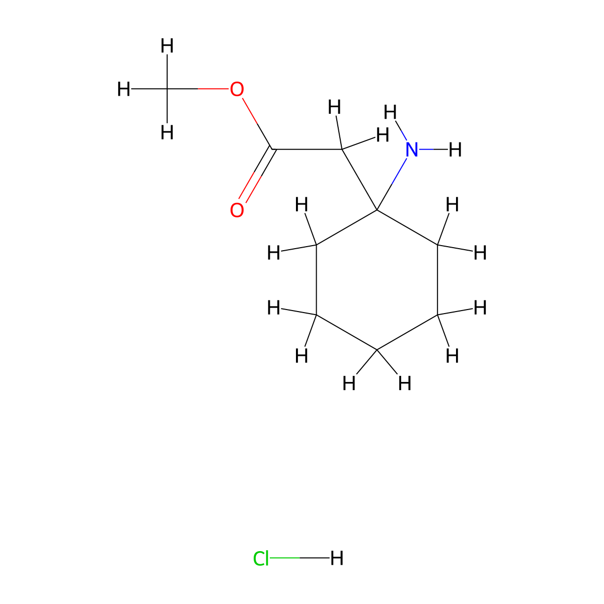 (1-Amino-cyclohexyl)-acetic acid methyl ester hydrochloride molecular structure, CAS 1016258-17-5