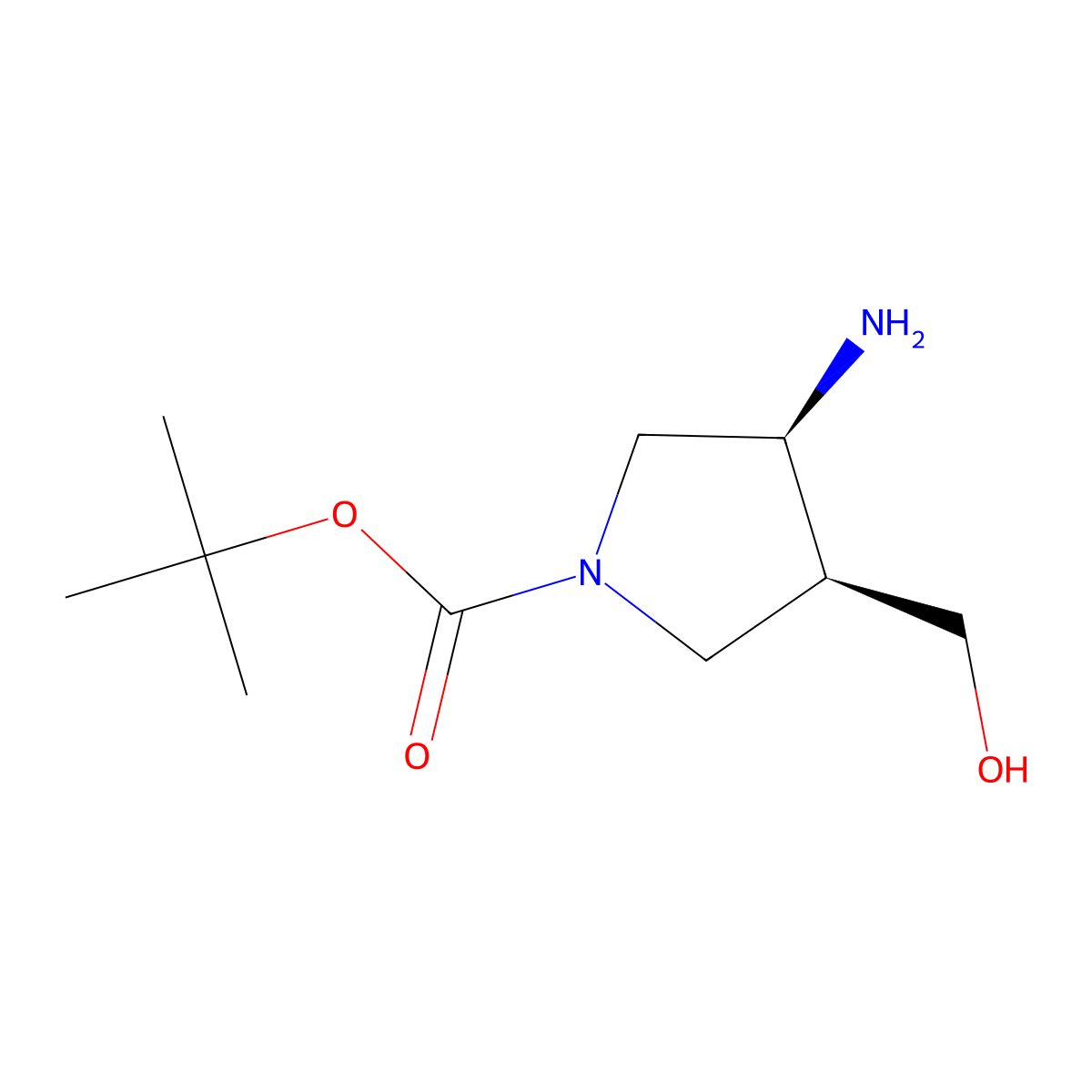 tert-butyl (3S,4S)-3-amino-4-(hydroxymethyl)pyrrolidine-1-carboxylate molecular structure, CAS 1016259-87-2