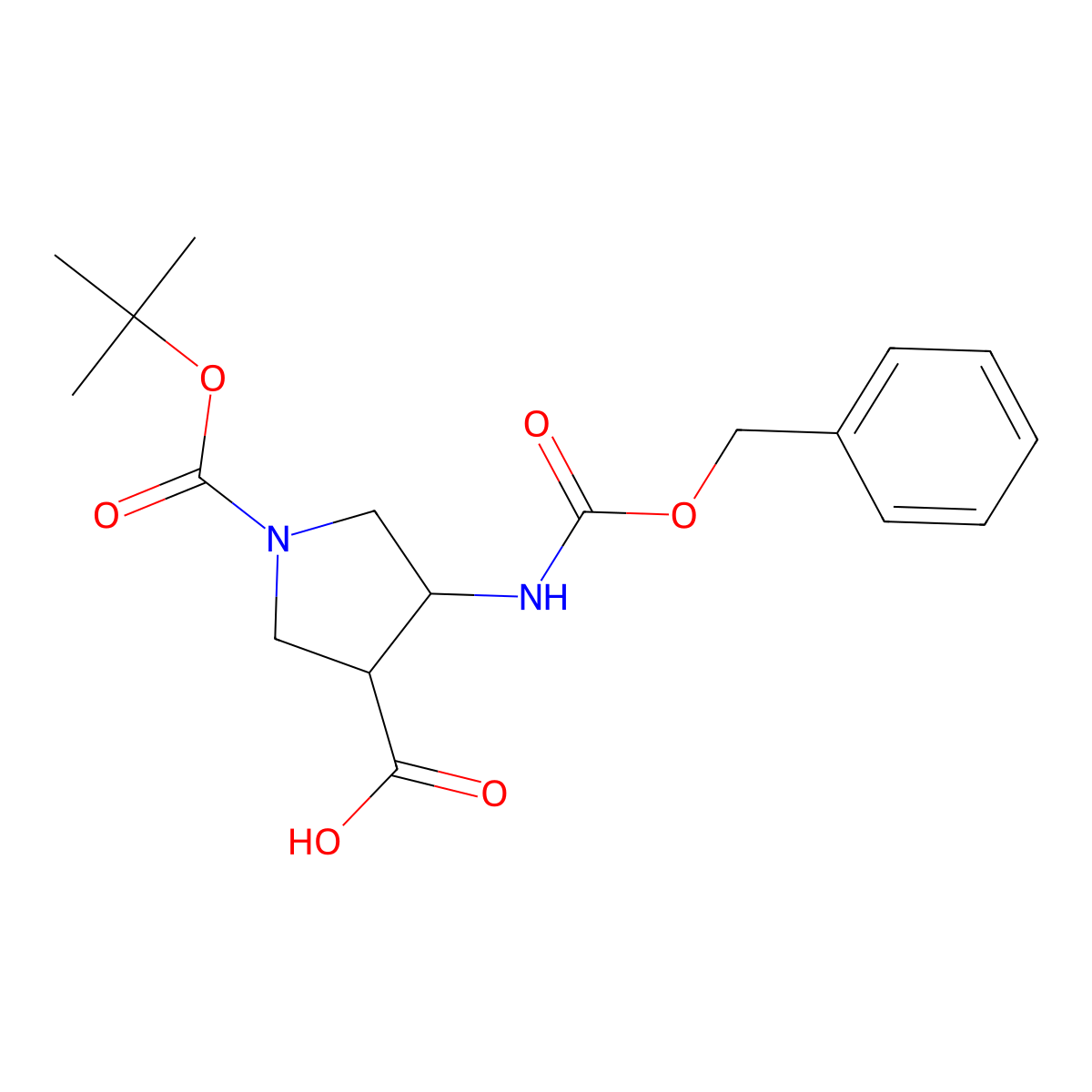 rac-(3R,4R)-4-{[(benzyloxy)carbonyl]amino}-1-[(tert-butoxy)carbonyl]pyrrolidine-3-carboxylic acid molecular structure, CAS 1016259-89-4