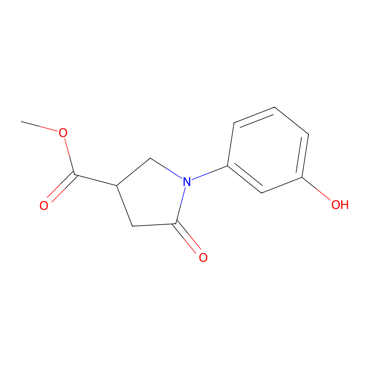 1-(3-Hydroxy-phenyl)-5-oxo-pyrrolidine-3-carboxylic acid methyl ester molecular structure, CAS 101626-19-1