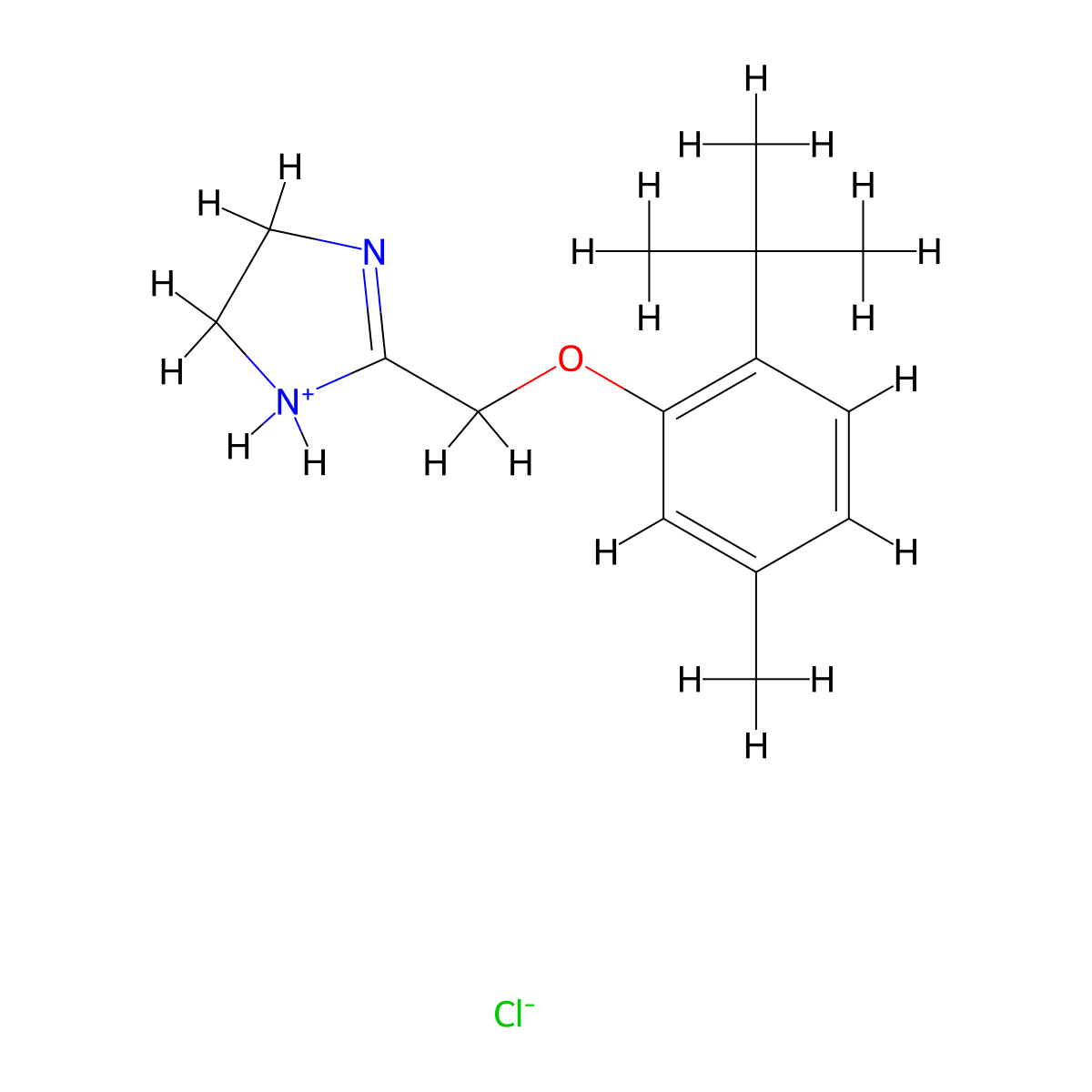 2-Imidazoline, 2-((6-tert-butyl-m-tolyloxy)methyl)-, hydrochloride molecular structure, CAS 101626-72-6