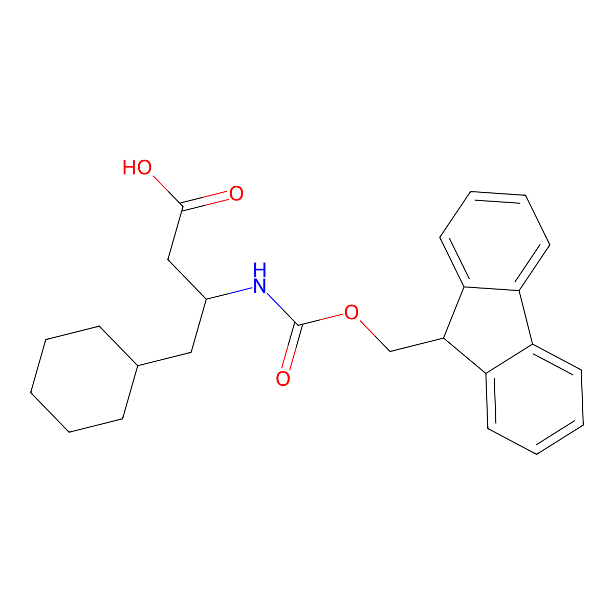 (3S)-4-cyclohexyl-3-(9H-fluoren-9-ylmethoxycarbonylamino)butanoic acid molecular structure, CAS 1016276-93-9