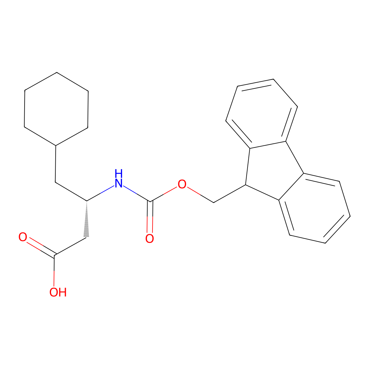 (3S)-4-cyclohexyl-3-(9H-fluoren-9-ylmethoxycarbonylamino)butanoic acid molecular structure, CAS 1016276-93-9