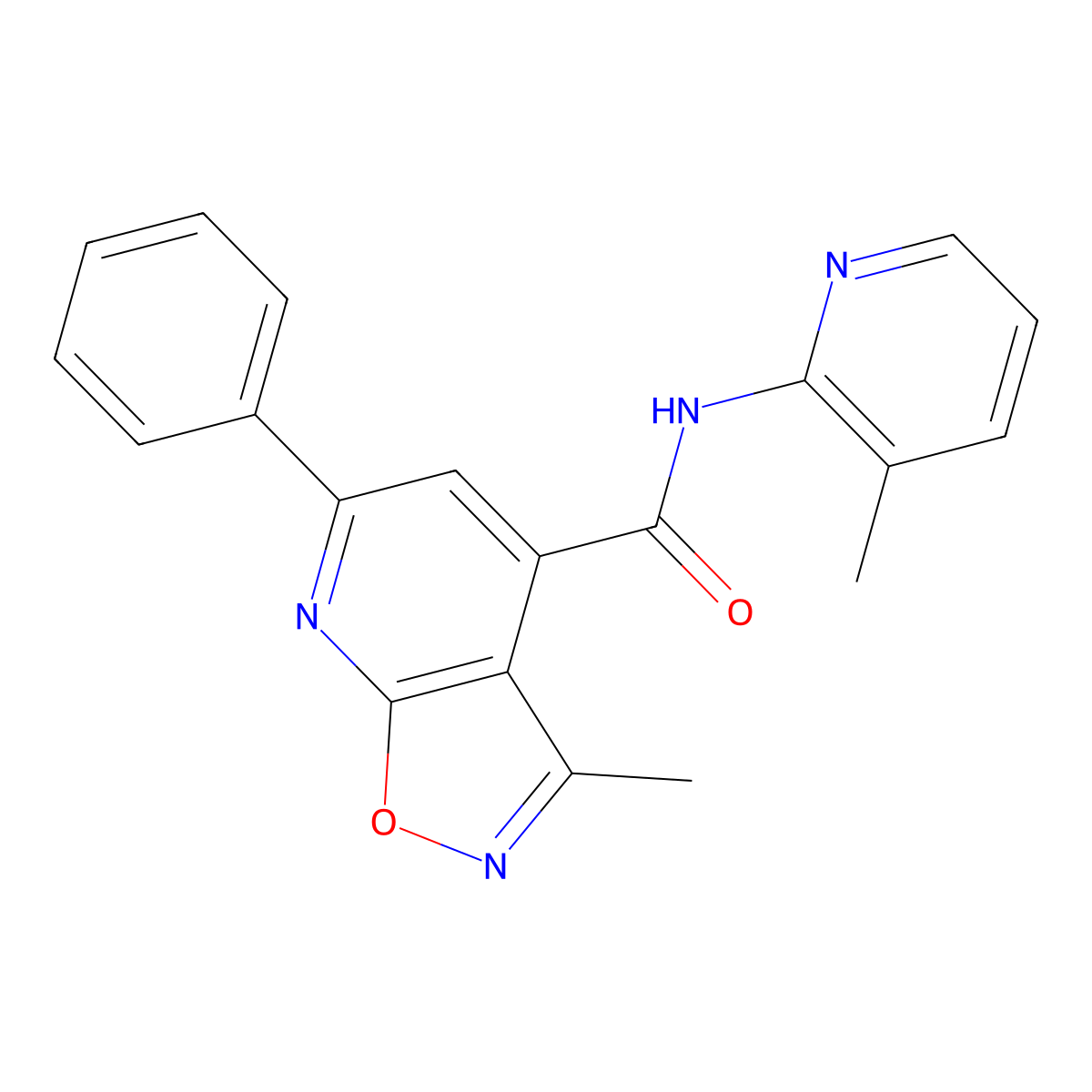 3-methyl-N-(3-methylpyridin-2-yl)-6-phenyl[1,2]oxazolo[5,4-b]pyridine-4-carboxamide molecular structure, CAS 1016345-77-9
