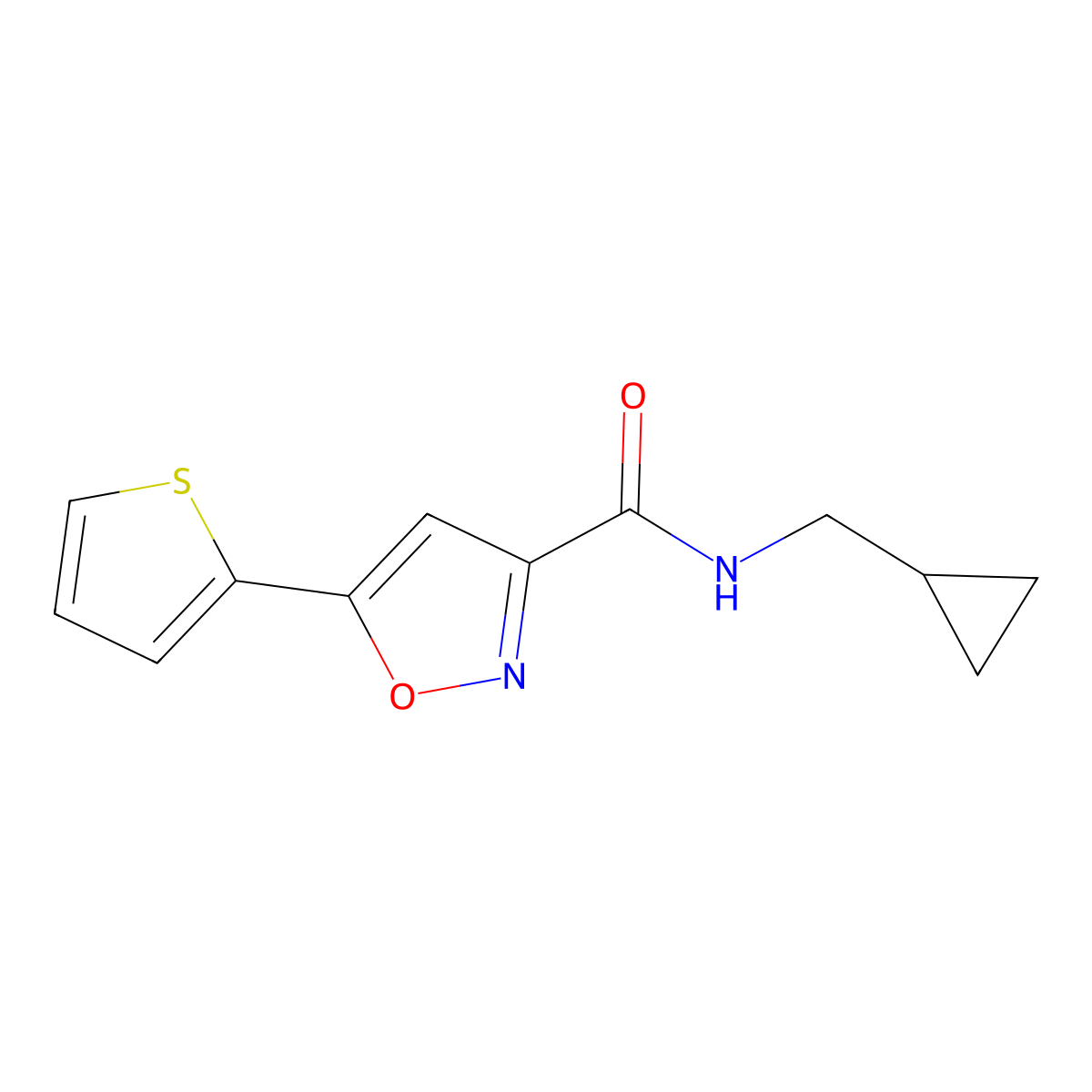 N-(cyclopropylmethyl)-5-(thiophen-2-yl)-1,2-oxazole-3-carboxamide molecular structure, CAS 1016373-61-7