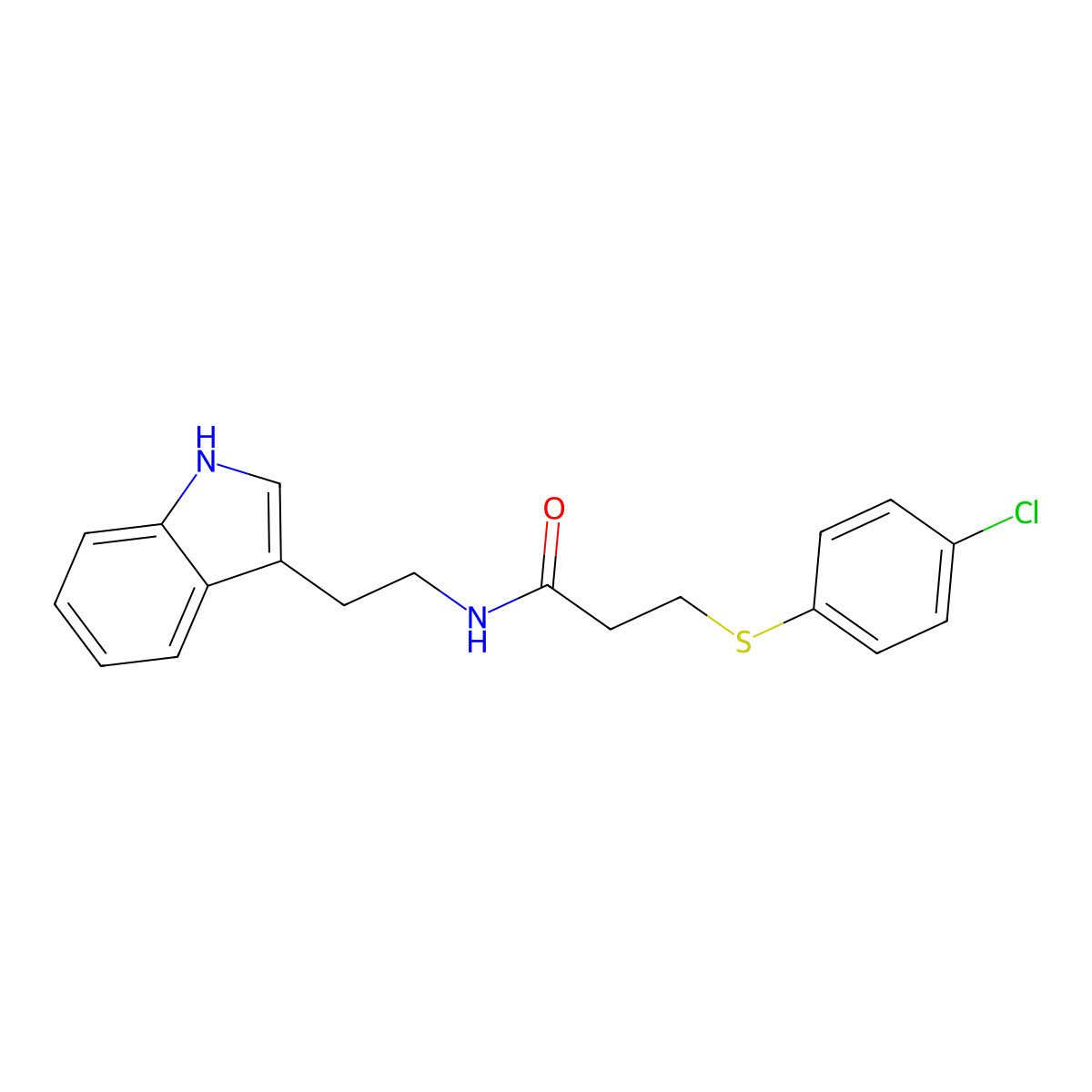 3-(4-chlorophenyl)sulfanyl-N-[2-(1H-indol-3-yl)ethyl]propanamide molecular structure, CAS 1016392-74-7