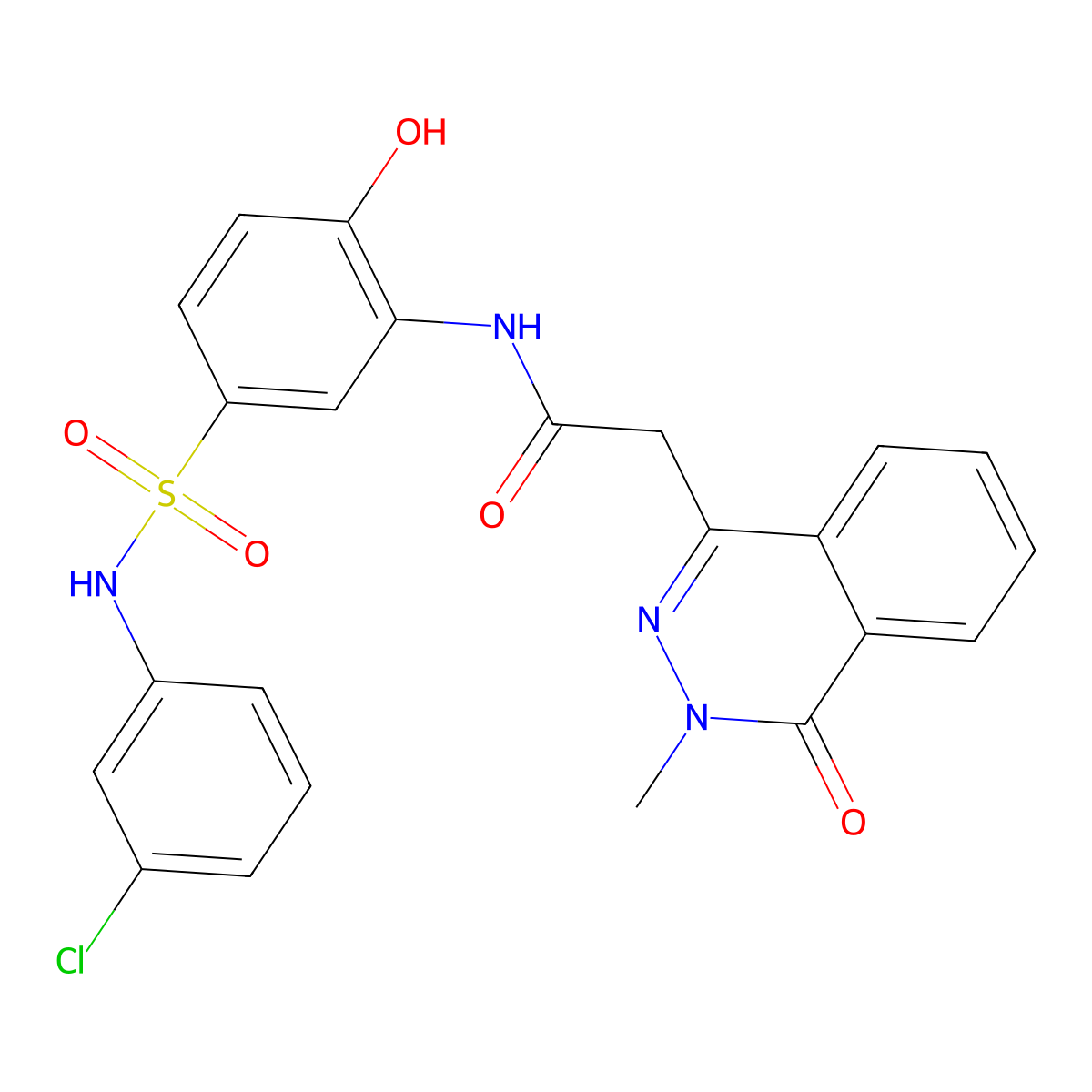 N-(5-(N-(3-chlorophenyl)sulfamoyl)-2-hydroxyphenyl)-2-(3-methyl-4-oxo-3,4-dihydrophthalazin-1-yl)acetamide molecular structure, CAS 1016456-76-0