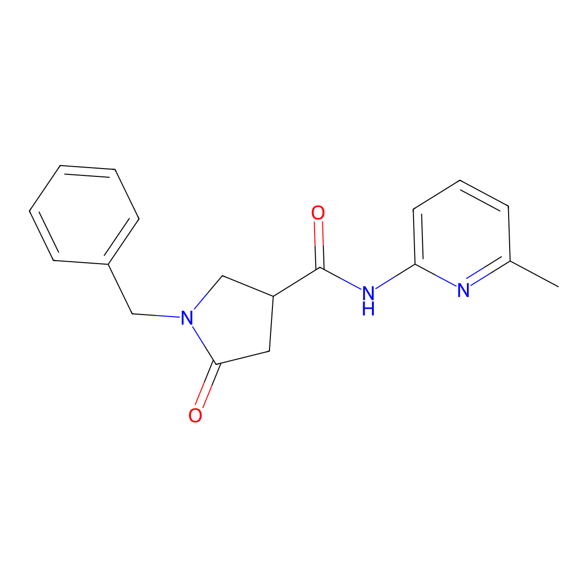 1-benzyl-N-(6-methylpyridin-2-yl)-5-oxopyrrolidine-3-carboxamide molecular structure, CAS 1016481-89-2