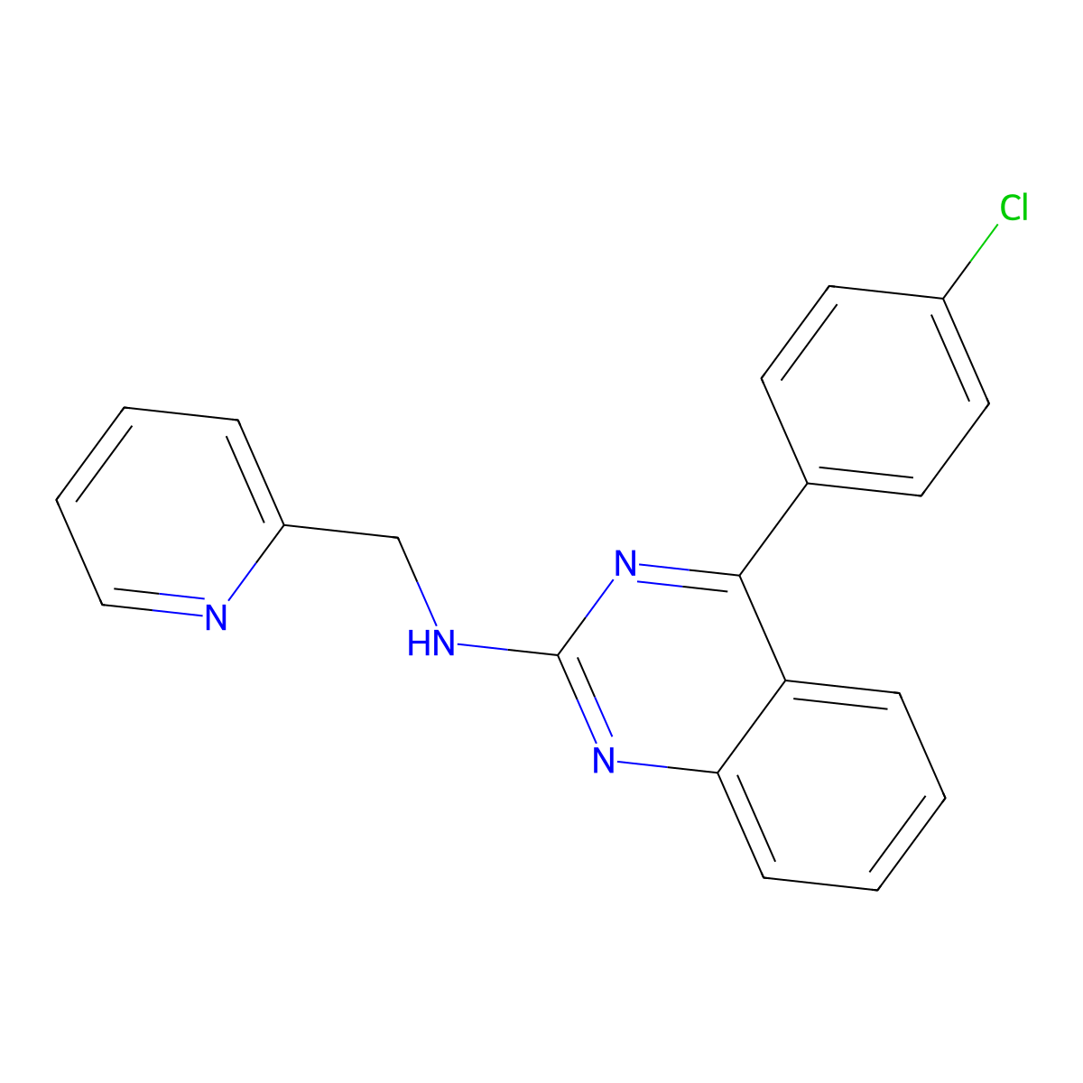 4-(4-chlorophenyl)-N-(pyridin-2-ylmethyl)quinazolin-2-amine molecular structure, CAS 1016491-24-9