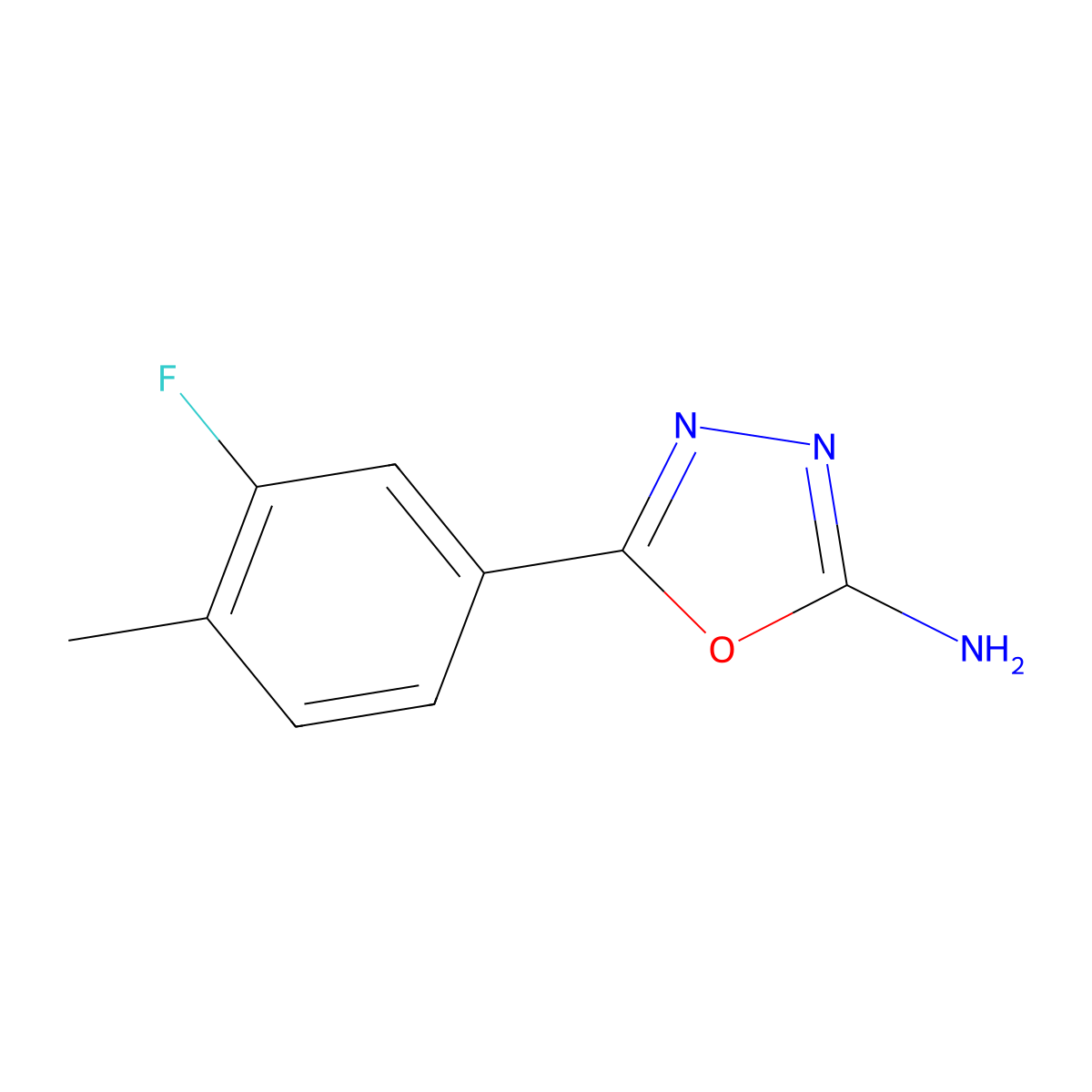 5-(3-Fluoro-4-methylphenyl)-1,3,4-oxadiazol-2-amine molecular structure, CAS 1016492-00-4