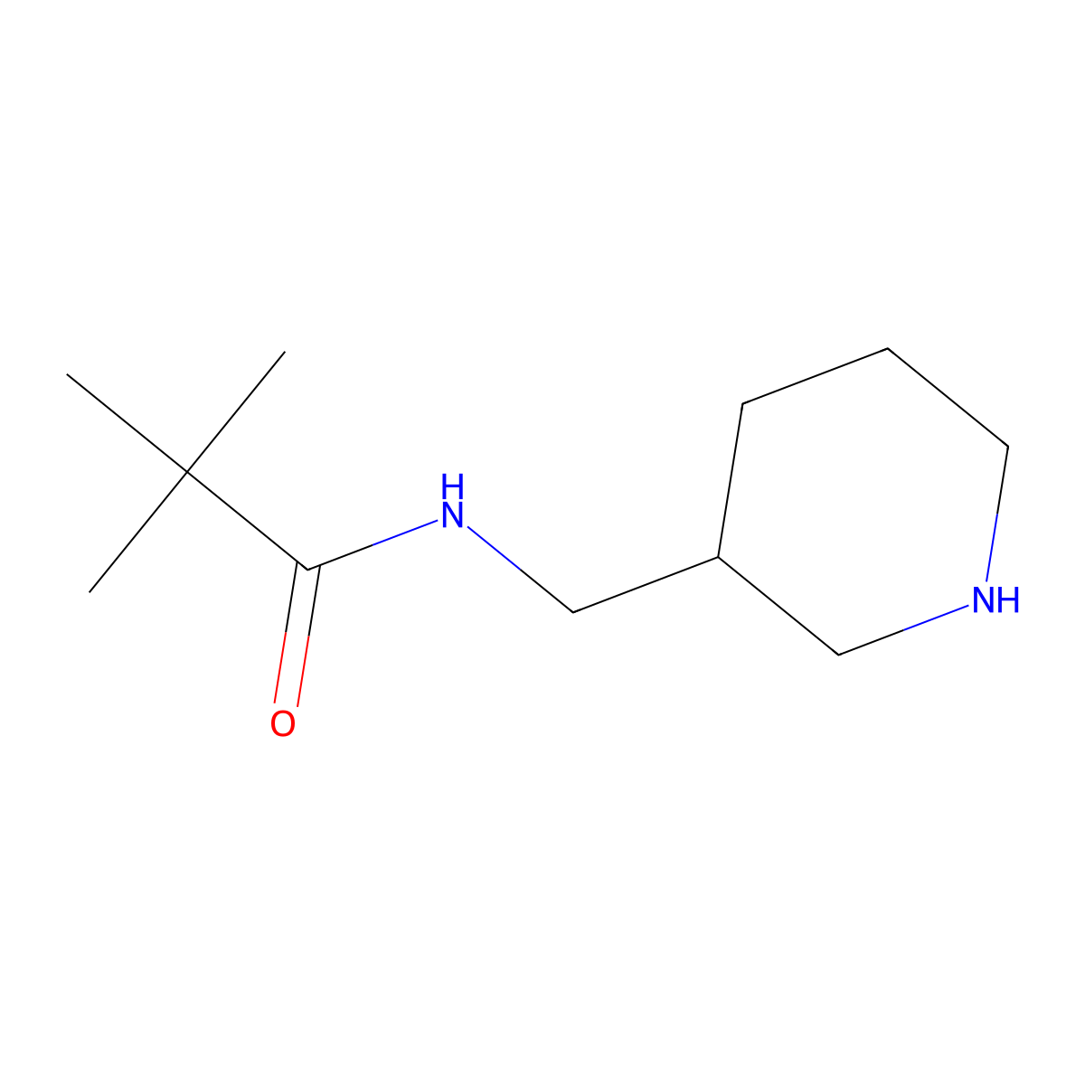 2,2-dimethyl-N-(piperidin-3-ylmethyl)propanamide molecular structure, CAS 1016493-38-1