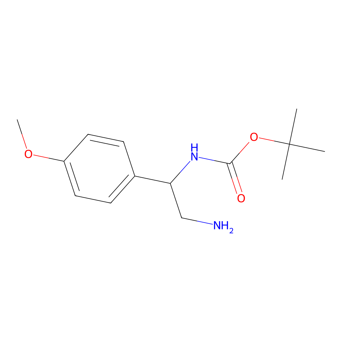 tert-butyl N-[2-amino-1-(4-methoxyphenyl)ethyl]carbamate molecular structure, CAS 1016494-83-9
