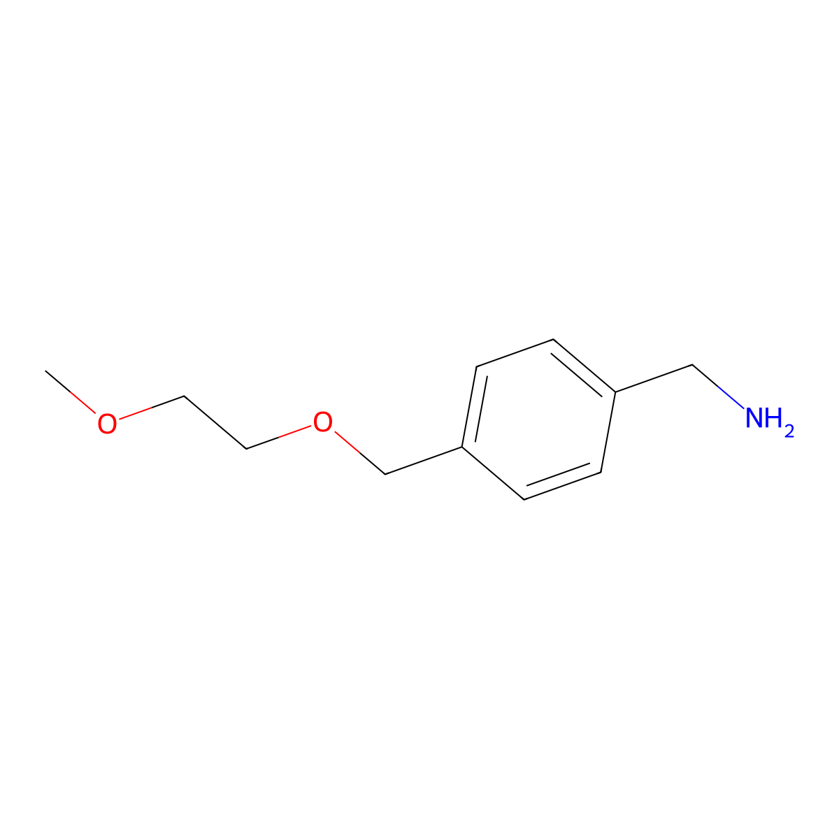 (4-((2-Methoxyethoxy)methyl)phenyl)methanamine molecular structure, CAS 1016496-34-6