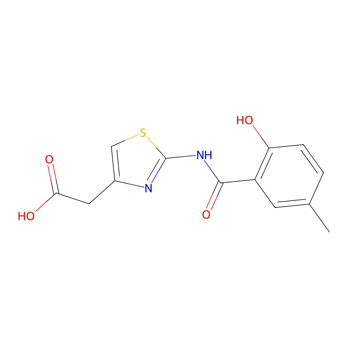 2-[2-(2-Hydroxy-5-methylbenzamido)-1,3-thiazol-4-yl]acetic acid molecular structure, CAS 1016496-54-0