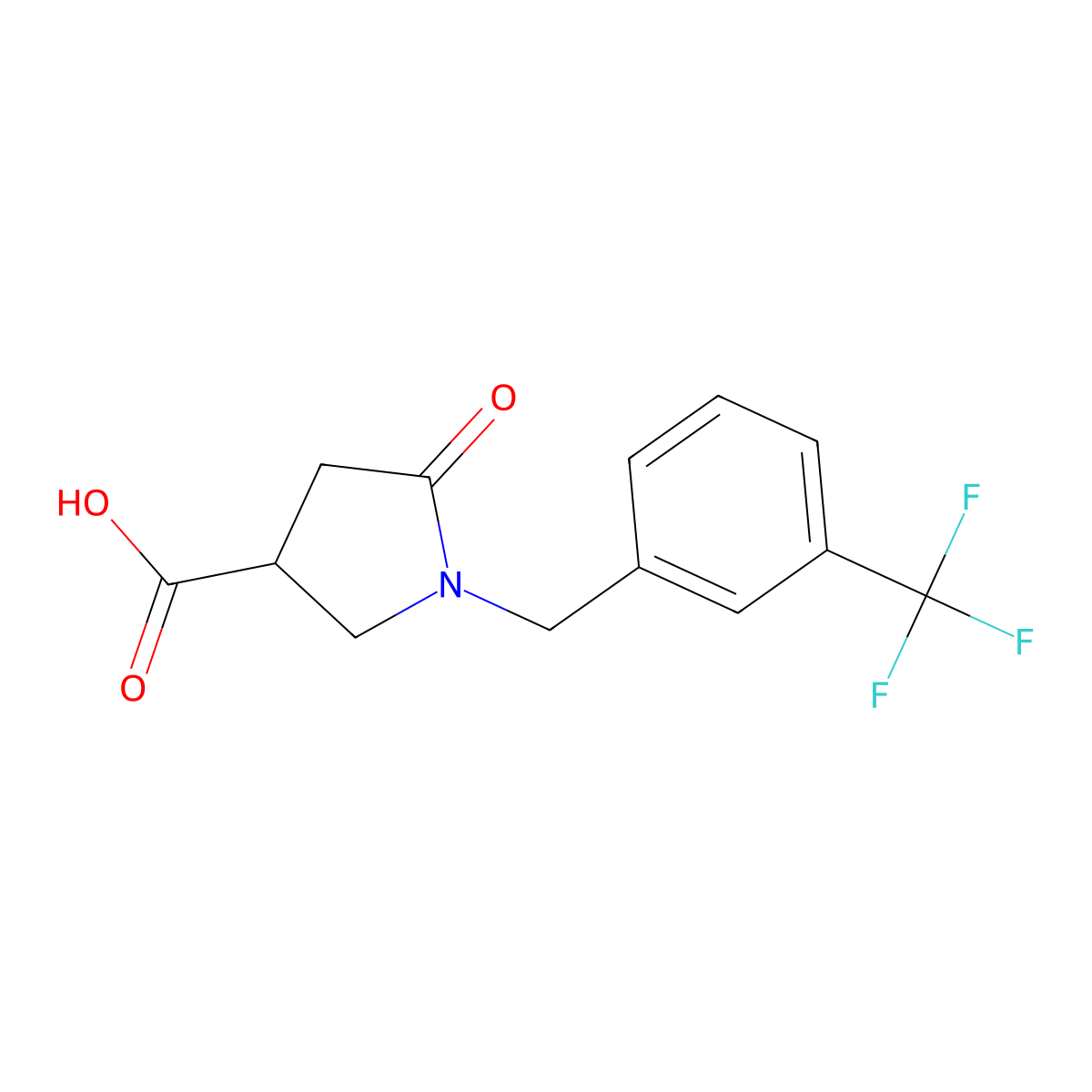 5-Oxo-1-{[3-(trifluoromethyl)phenyl]methyl}pyrrolidine-3-carboxylic acid molecular structure, CAS 1016499-07-2