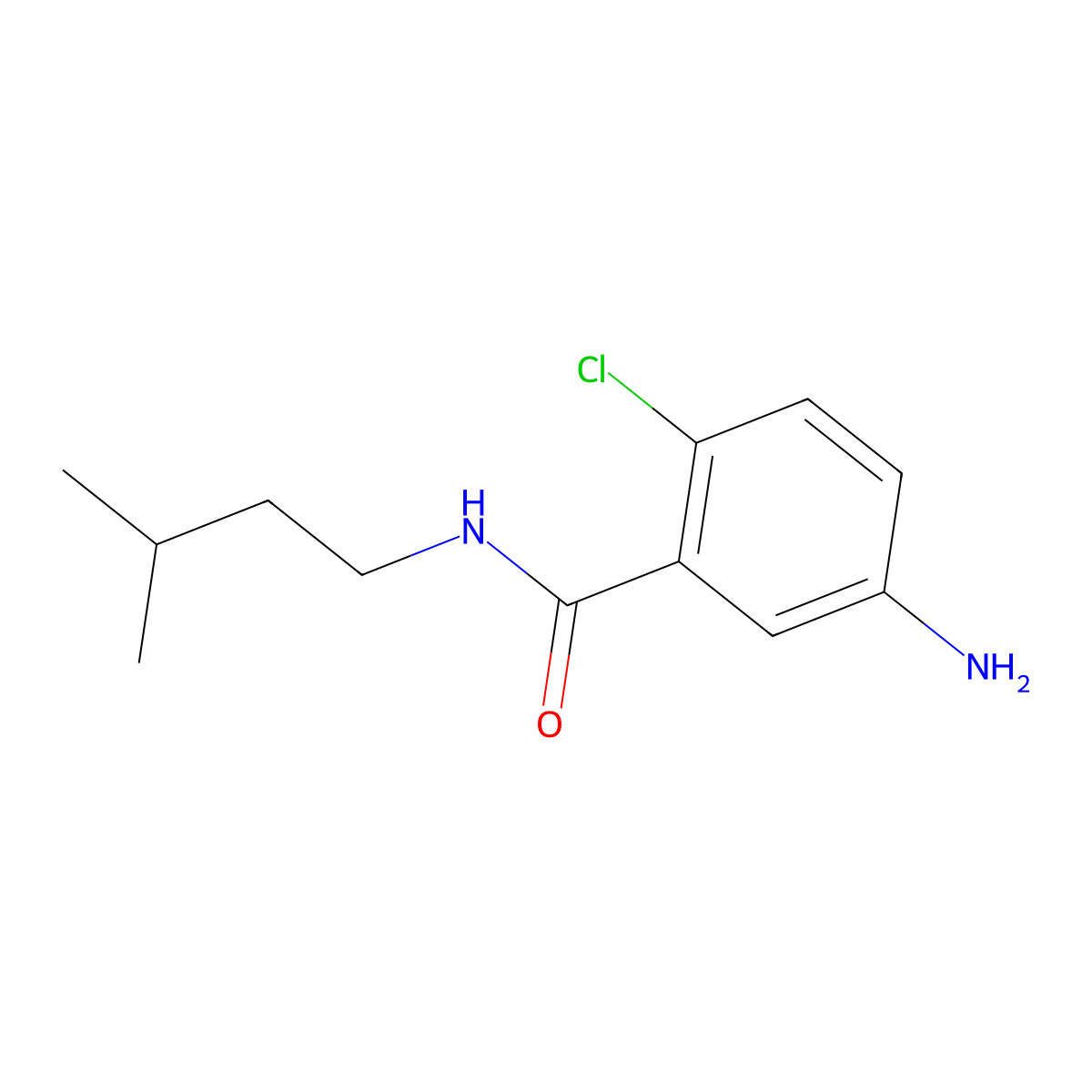 5-amino-2-chloro-N-(3-methylbutyl)benzamide molecular structure, CAS 1016499-29-8