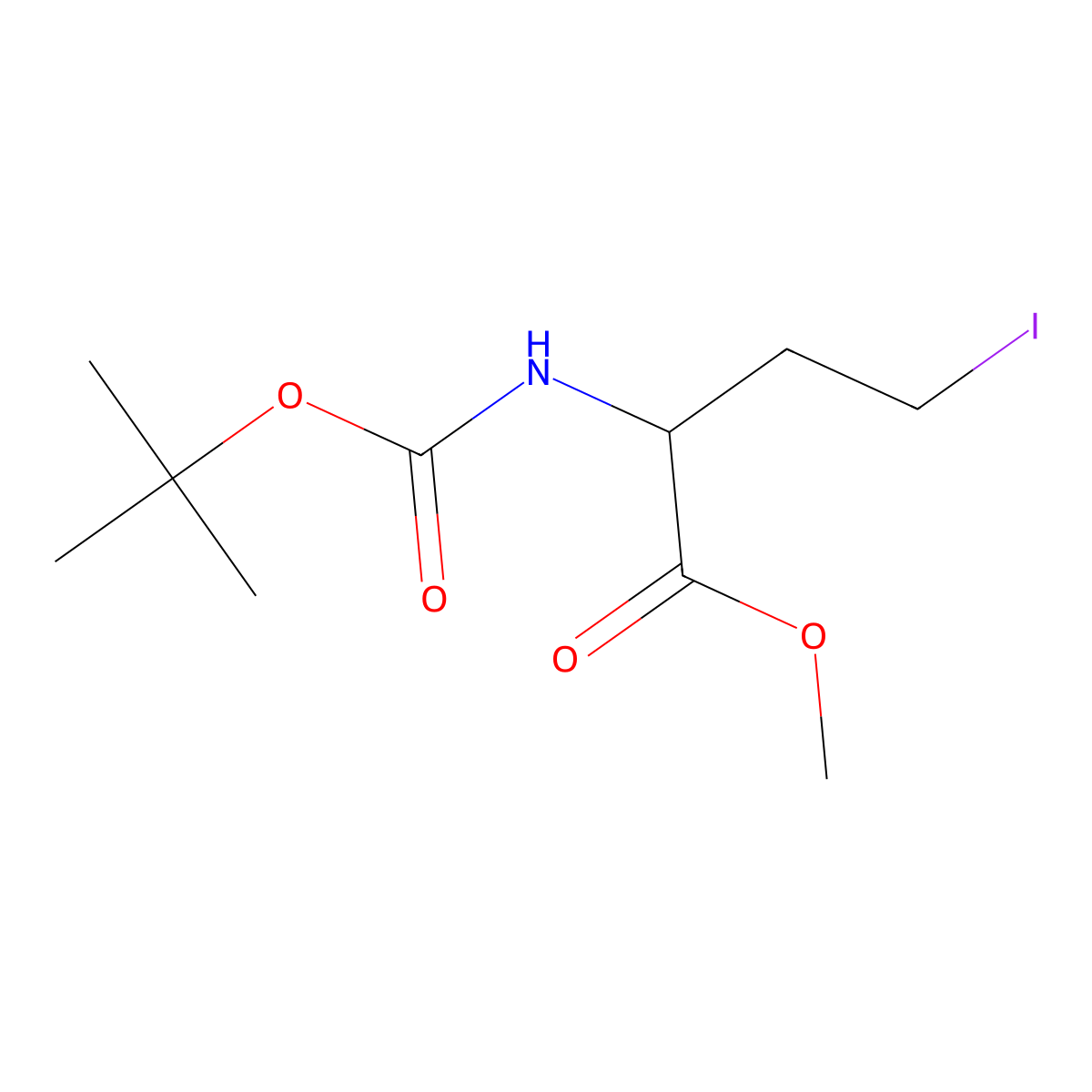Methyl (S)-2-(Boc-amino)-4-iodobutanoate molecular structure, CAS 101650-14-0