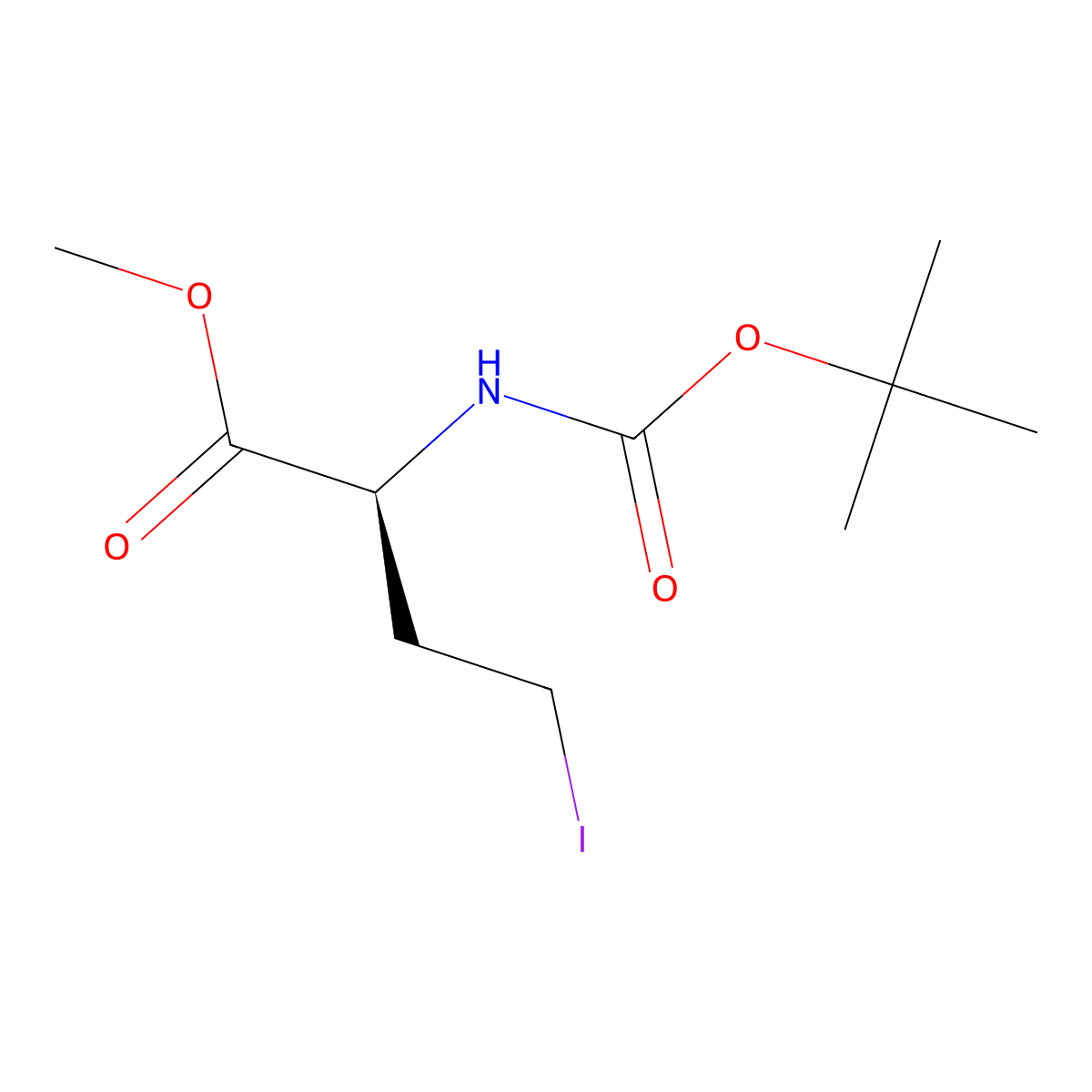 Methyl (S)-2-(Boc-amino)-4-iodobutanoate molecular structure, CAS 101650-14-0