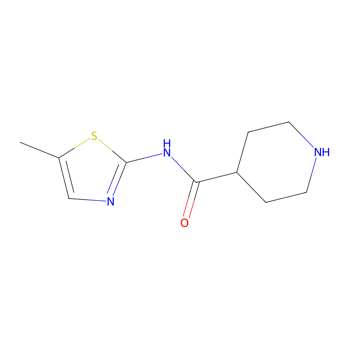 N-(5-methyl-1,3-thiazol-2-yl)piperidine-4-carboxamide molecular structure, CAS 1016502-26-3